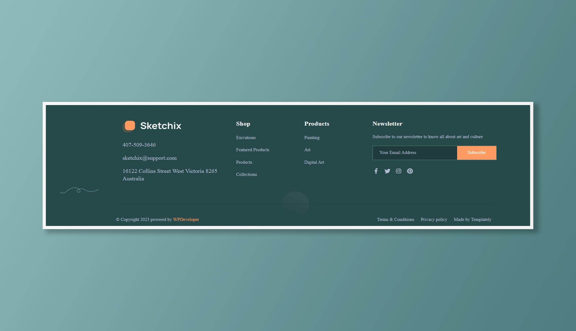 Sketchix Footer Section For Gutenberg Banner