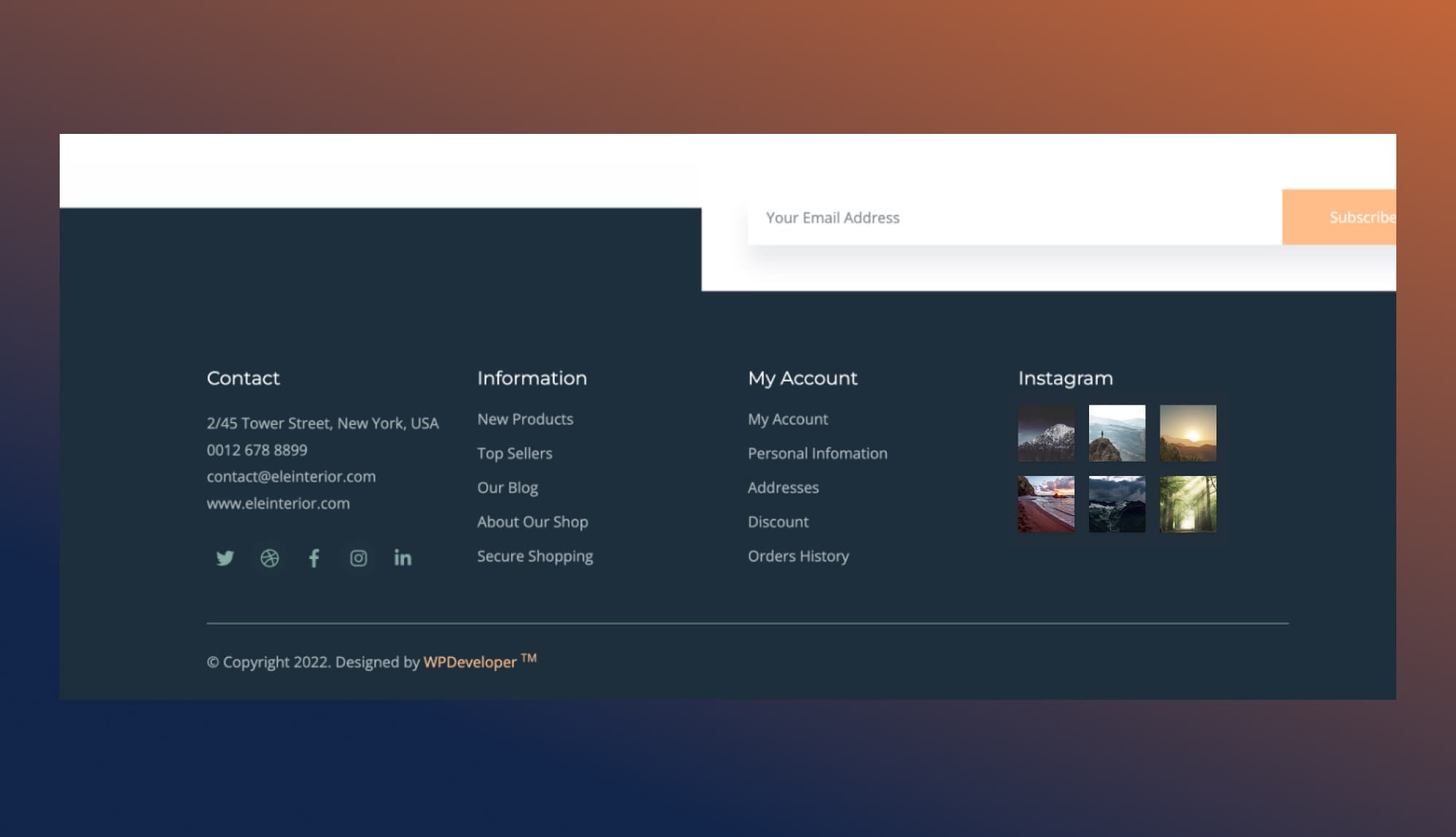 EleInterior Footer Section For Gutenberg Banner