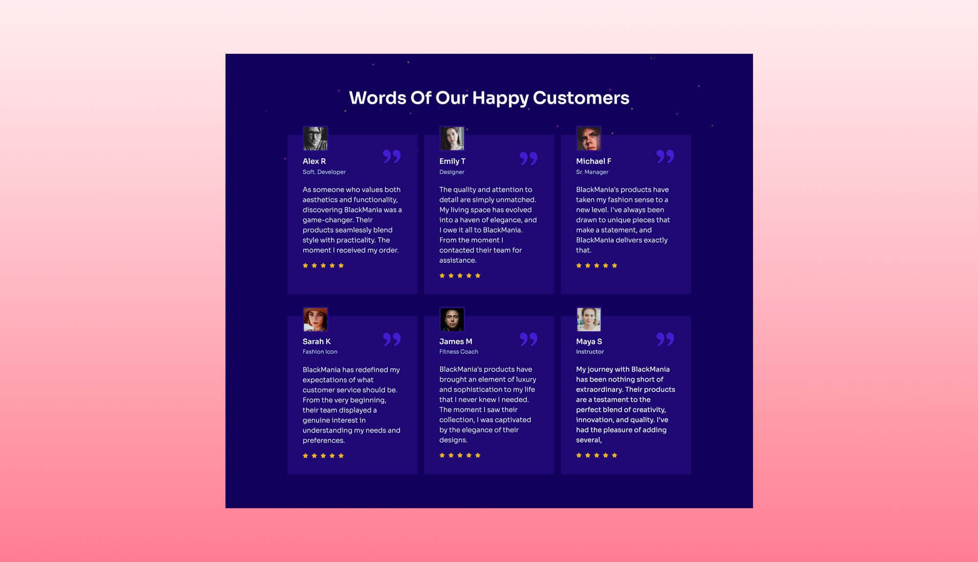 BlackMania Cyber Monday Testimonial Section Banner