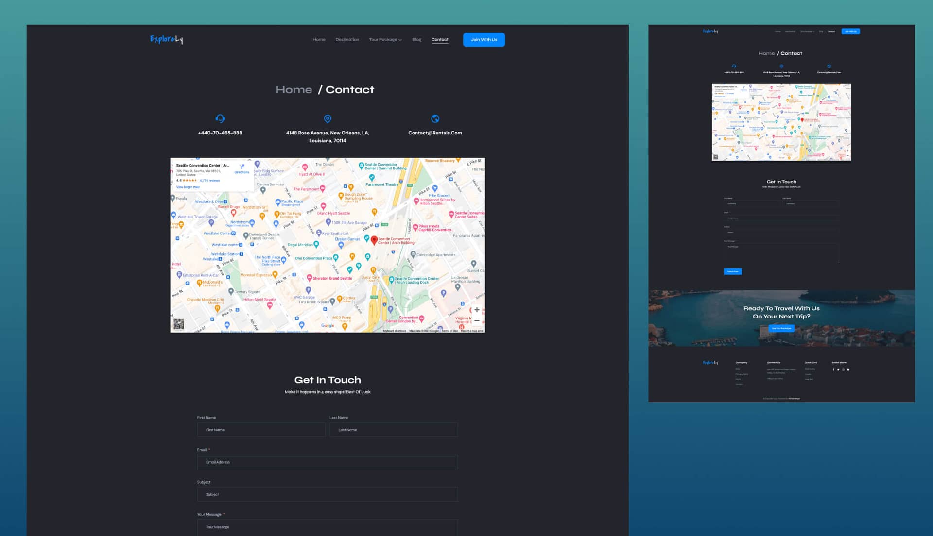 ExploreLy Contact Page By Templately