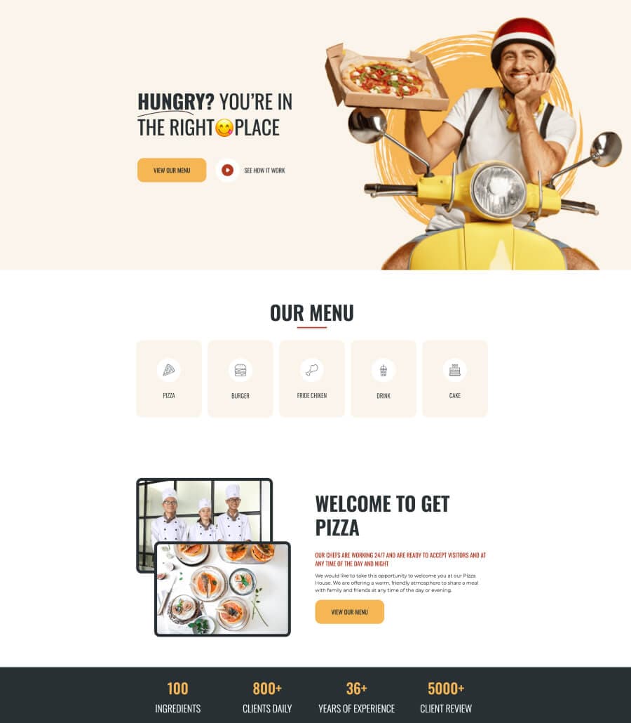 Get Pizza Home Page For Gutenberg thumbnail