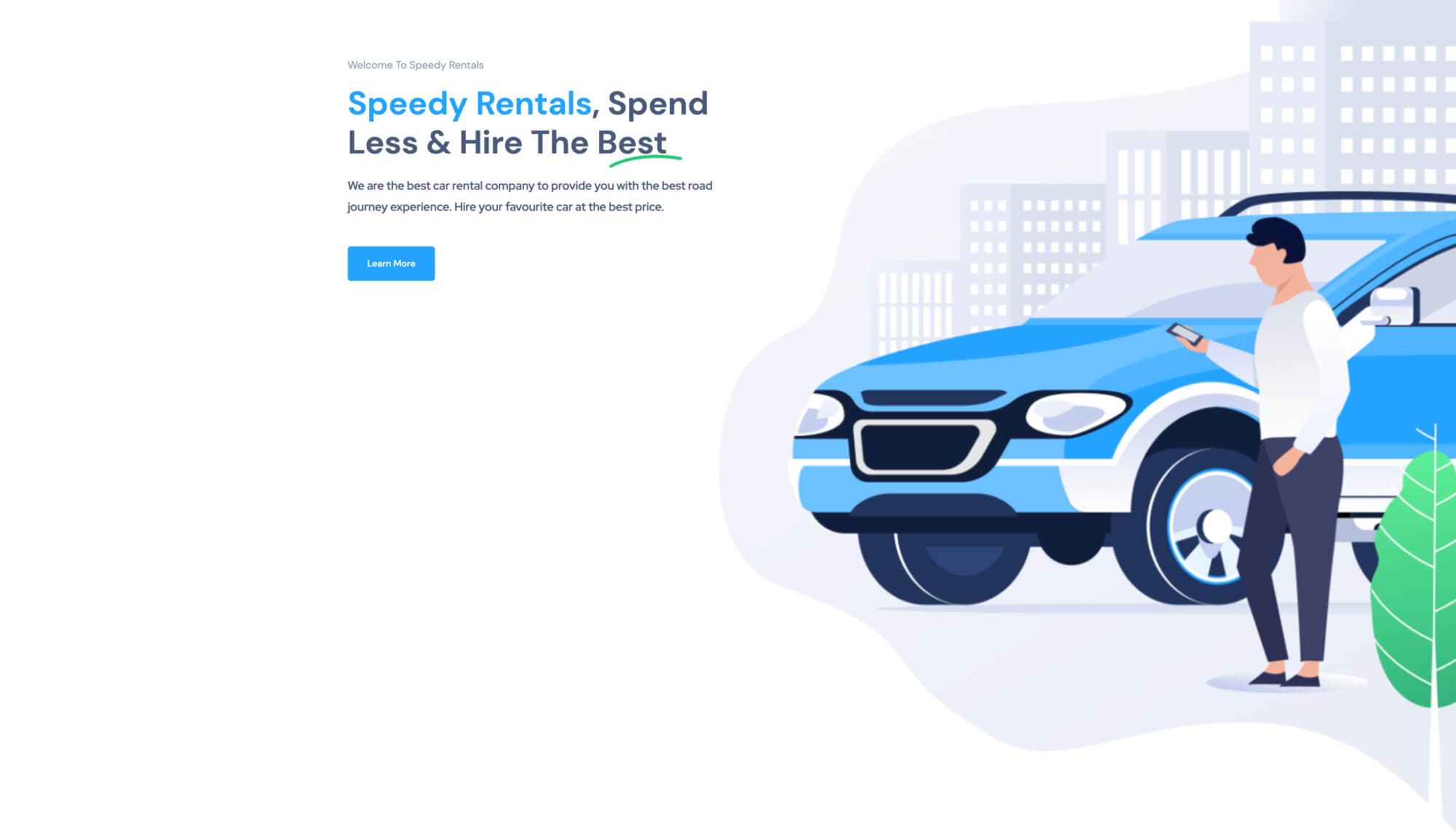 Speedy Rentals Banner Section For Gutenberg Banner