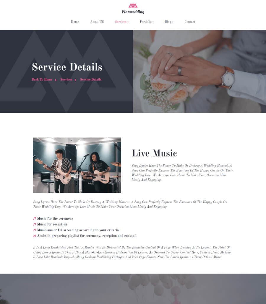 Planwedding Service Details Page thumbnail