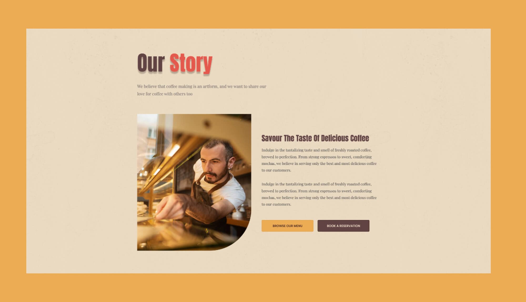 Coffee Express Story Section For Gutenberg Banner