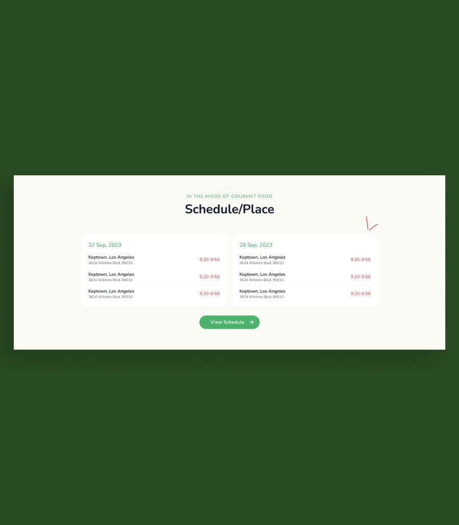 Gourmet Wheels Schedule Section for Gutenberg thumbnail