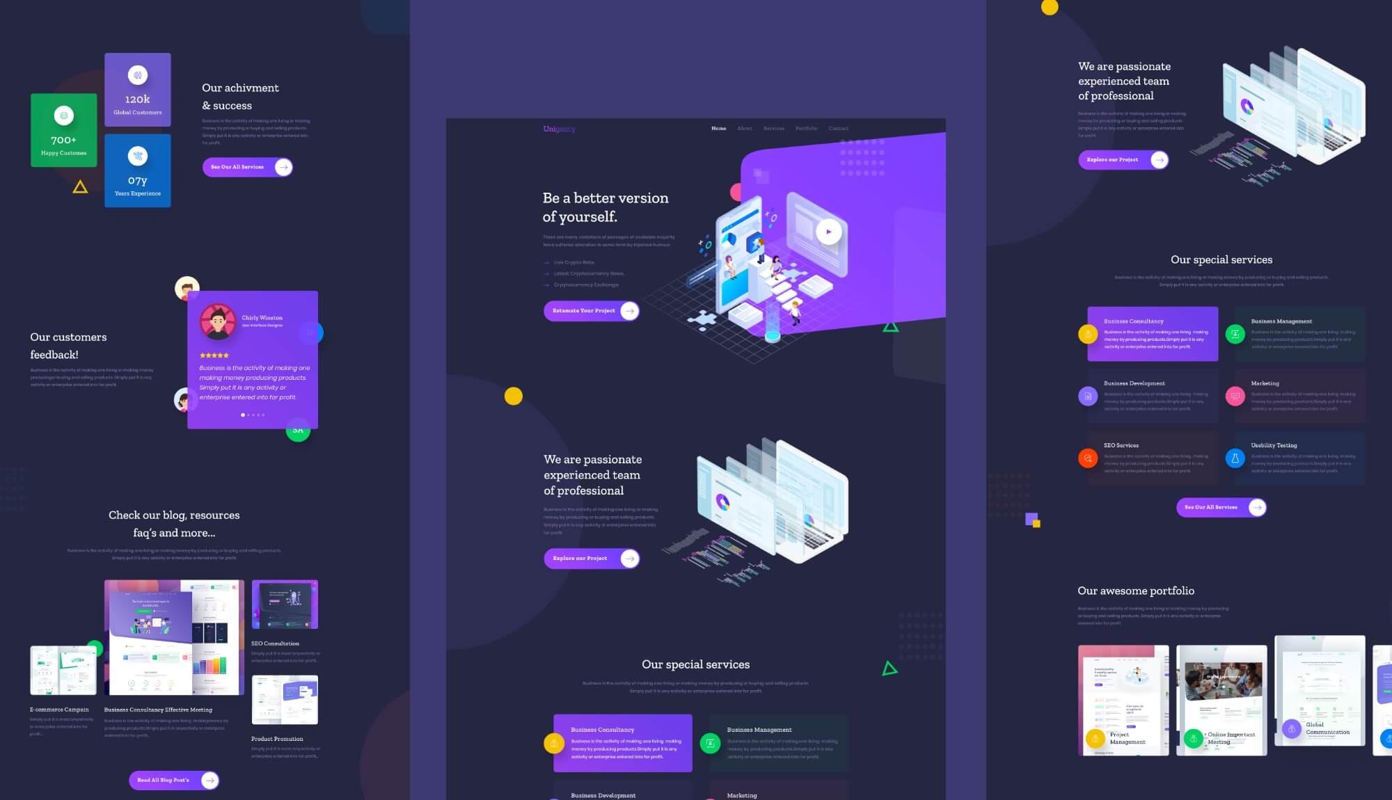 Unigency Agency Template Homepage Dark Banner