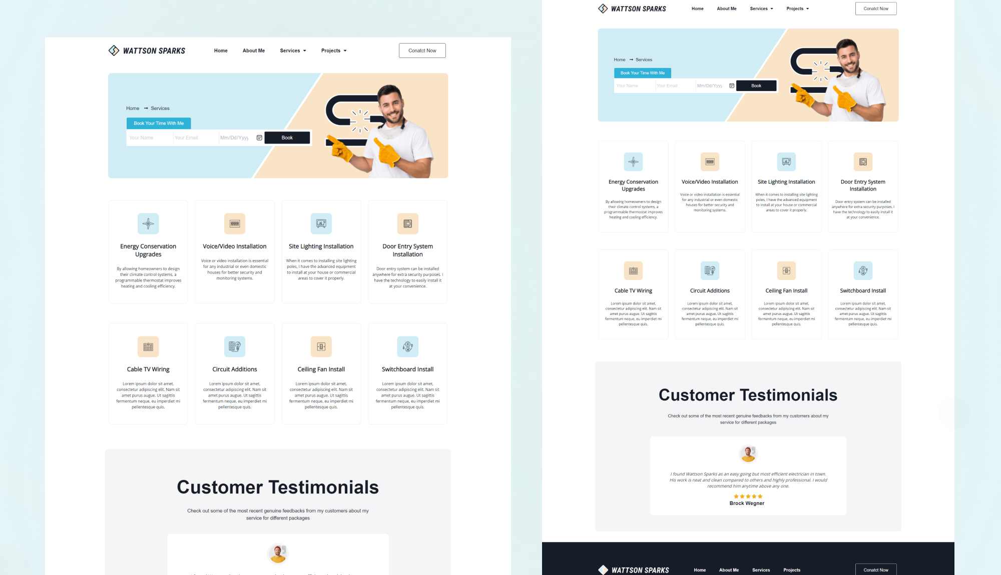 Wattson Sparks Services Page By Templately