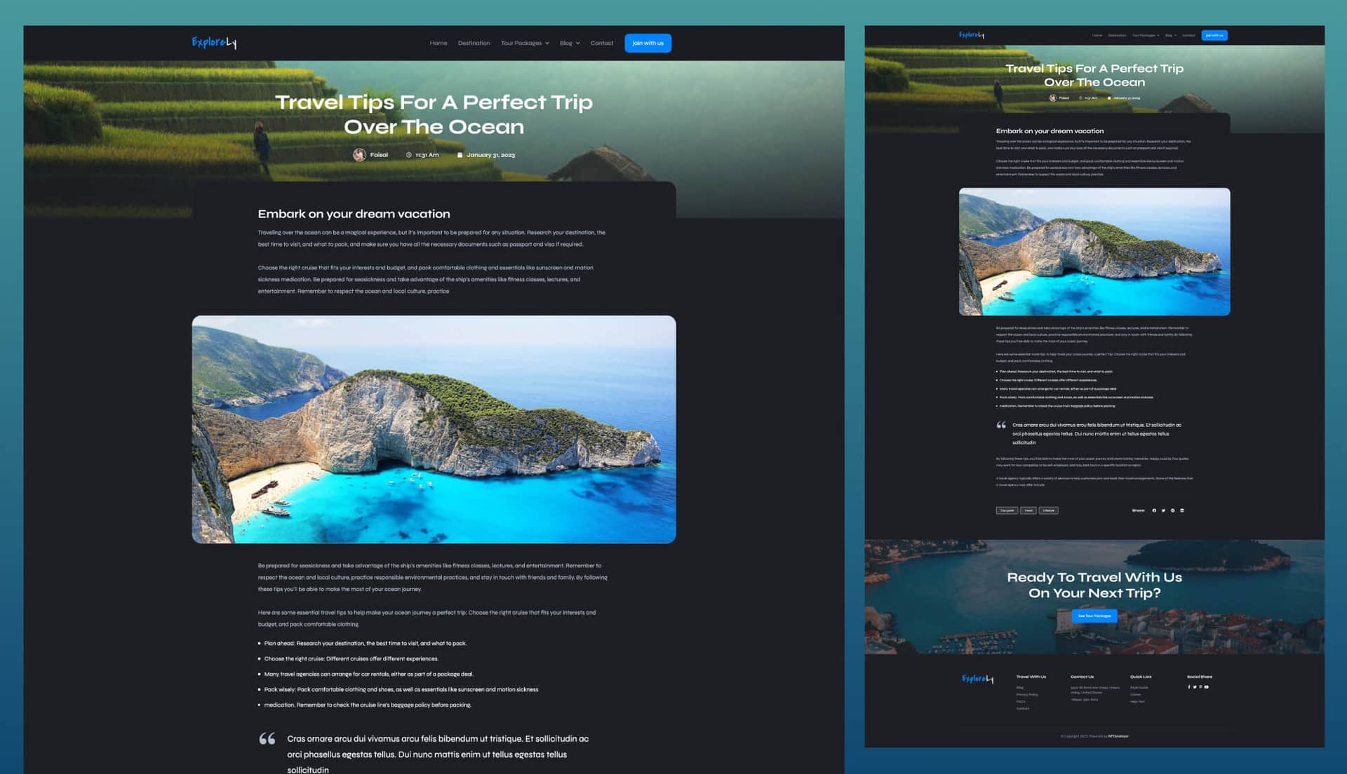 ExploreLy Blog Details Page By Templately