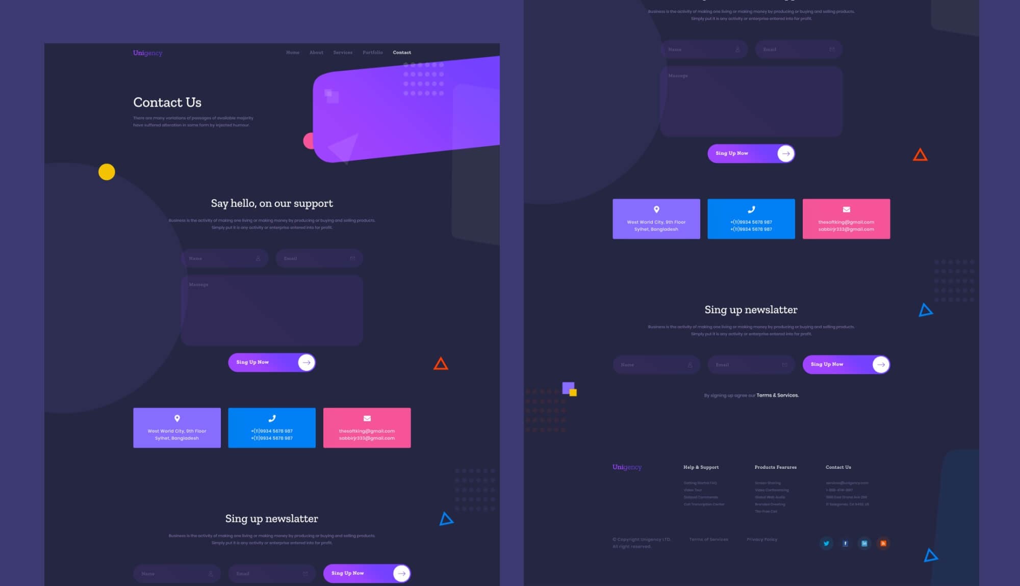 Unigency Agency Template Contact Dark Banner