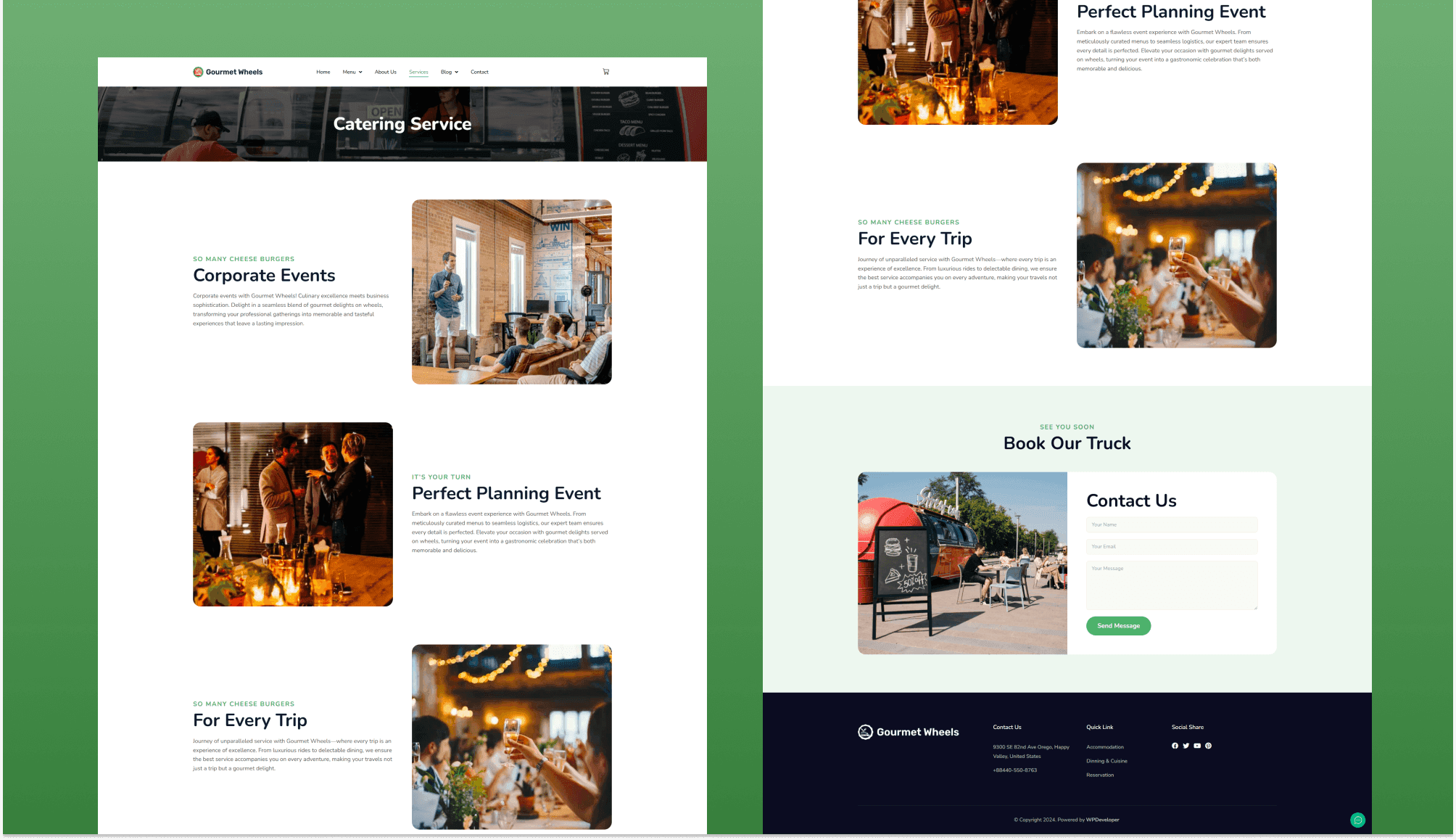 Gourmet Wheels Services Page By Templately