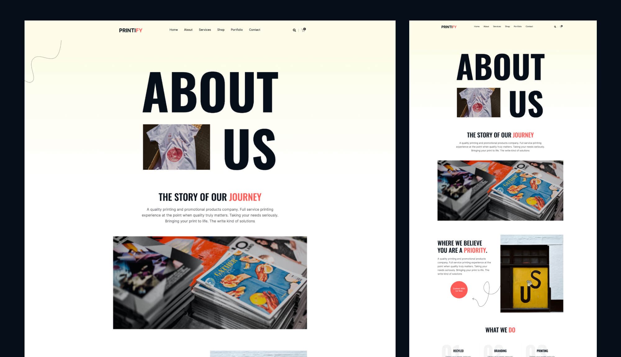 Printify About Page For Gutenberg Banner