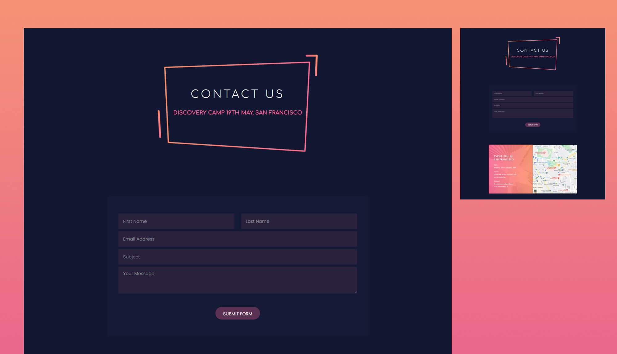 EventGree Contact Page Dark For Gutenberg Banner
