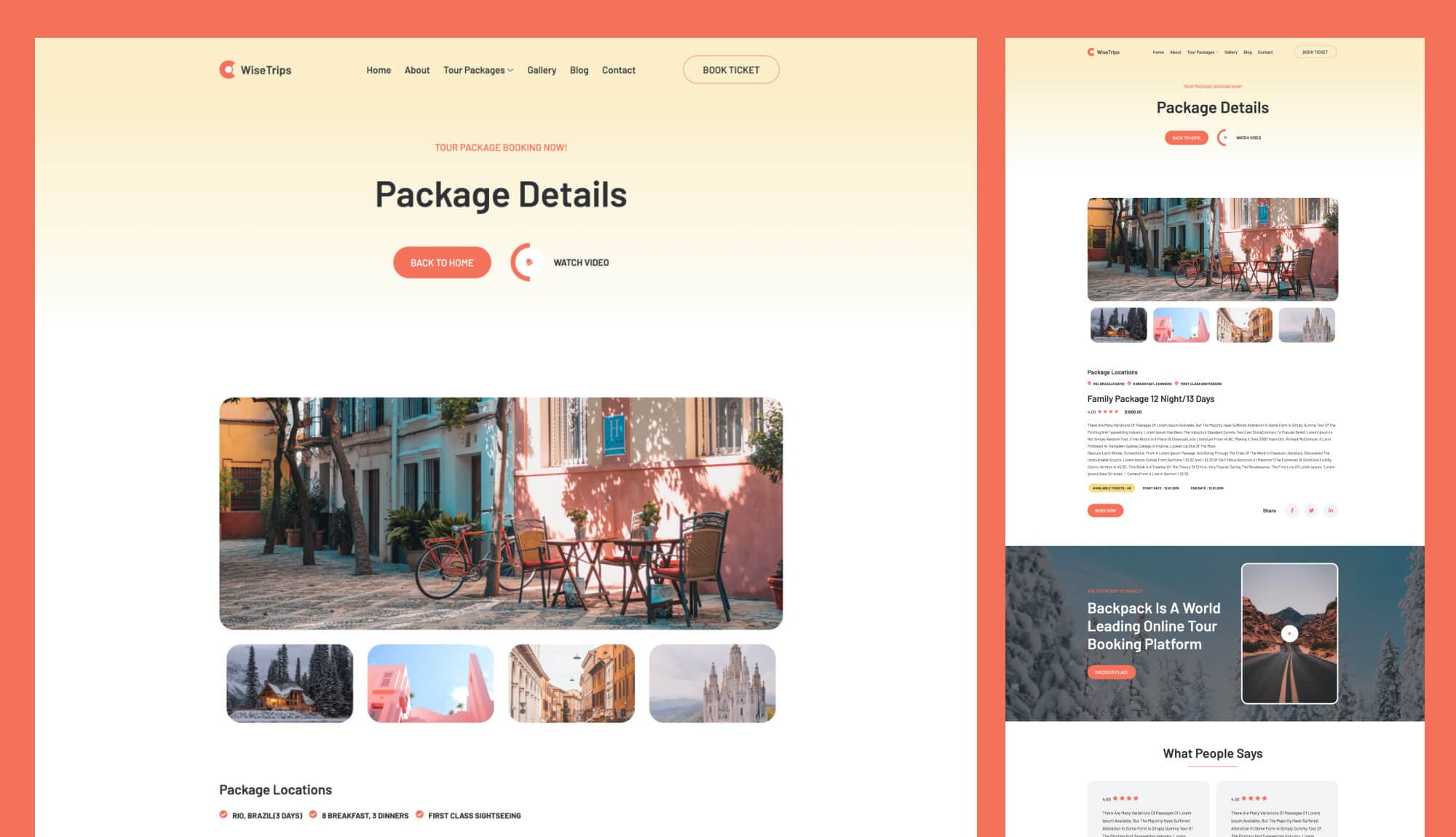 WiseTrips Package Details Page For Gutenberg Banner