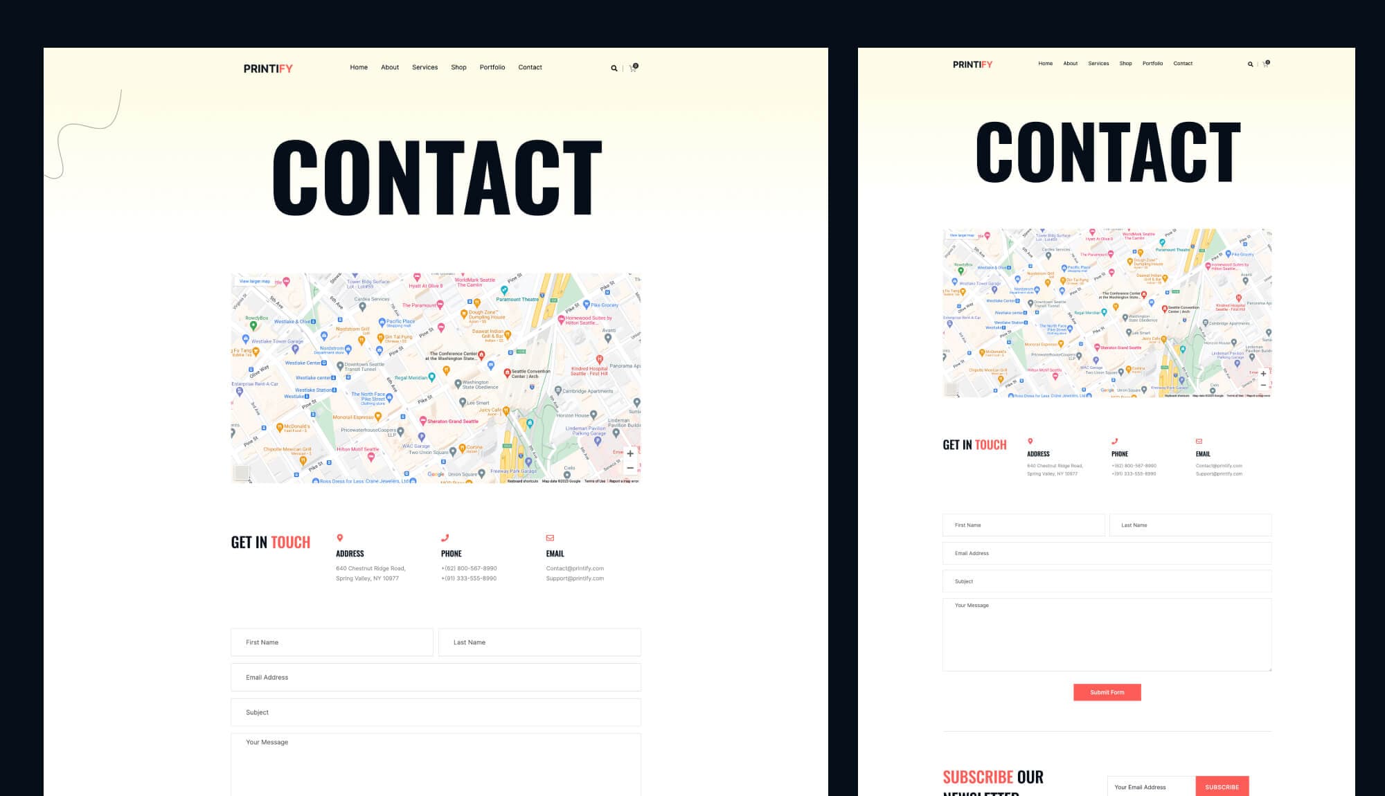 Printify Contact Page For Gutenberg Banner