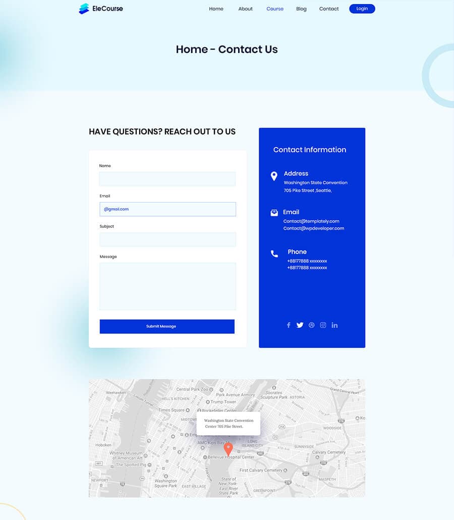 EleCourse Contact Page thumbnail