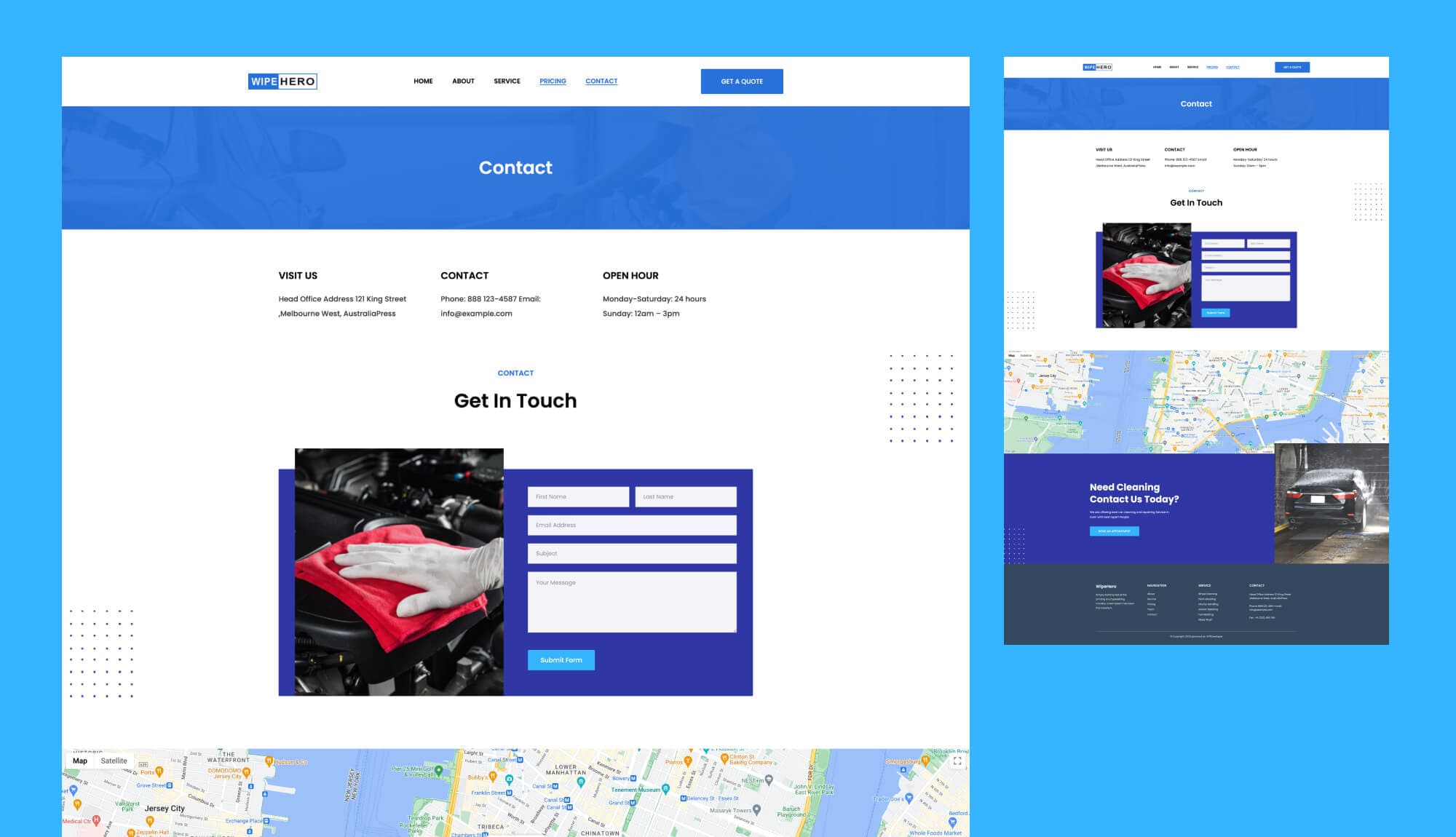 Wipe Hero Contact Page For Gutenberg Banner