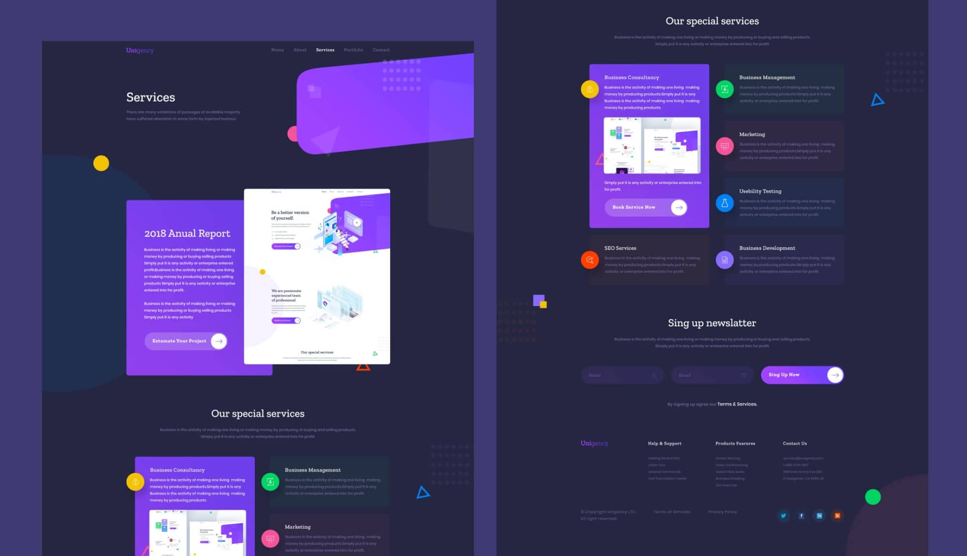 Unigency Agency Template Services Dark By Templately