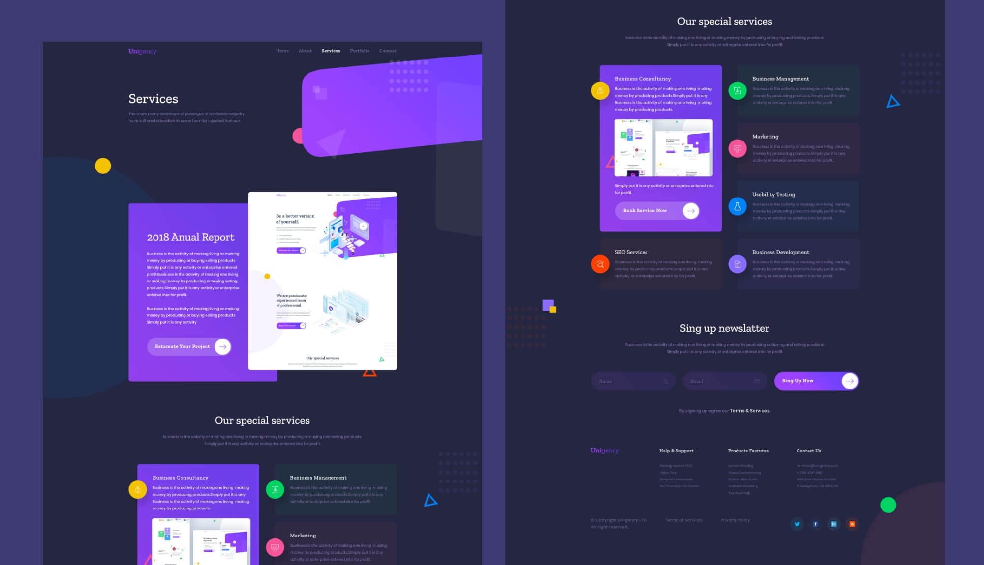 Unigency Agency Template Services Dark Banner