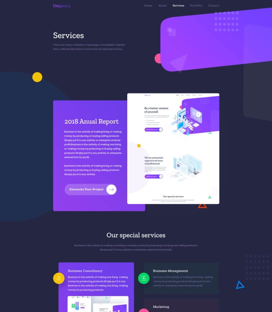 Unigency Agency Template Services Dark thumbnail