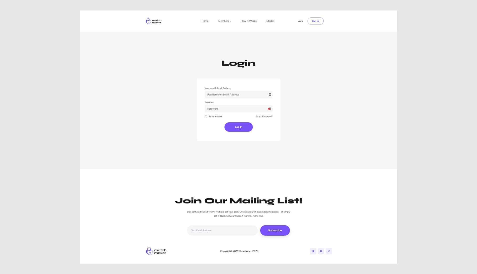 MatchMaker Login Page Banner