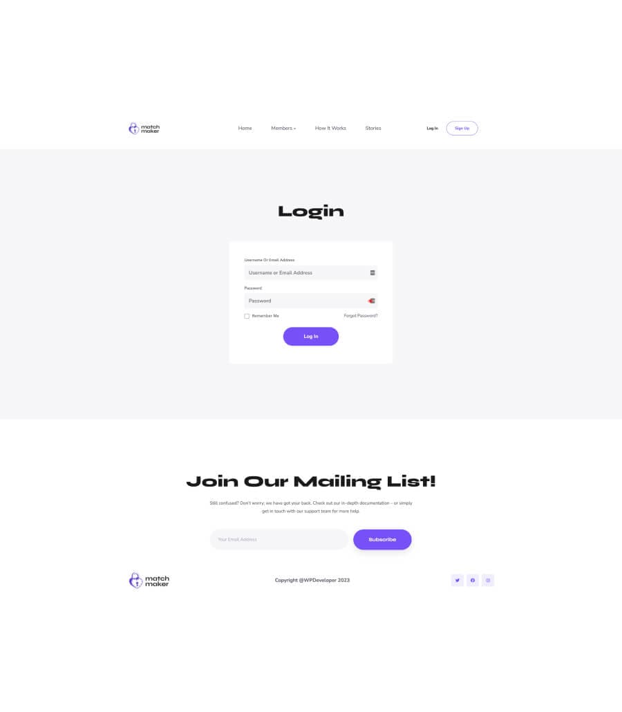 MatchMaker Login Page thumbnail