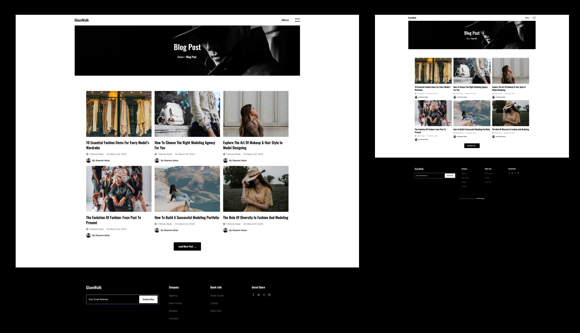 GlamWalk Blog Page For Gutenberg Banner