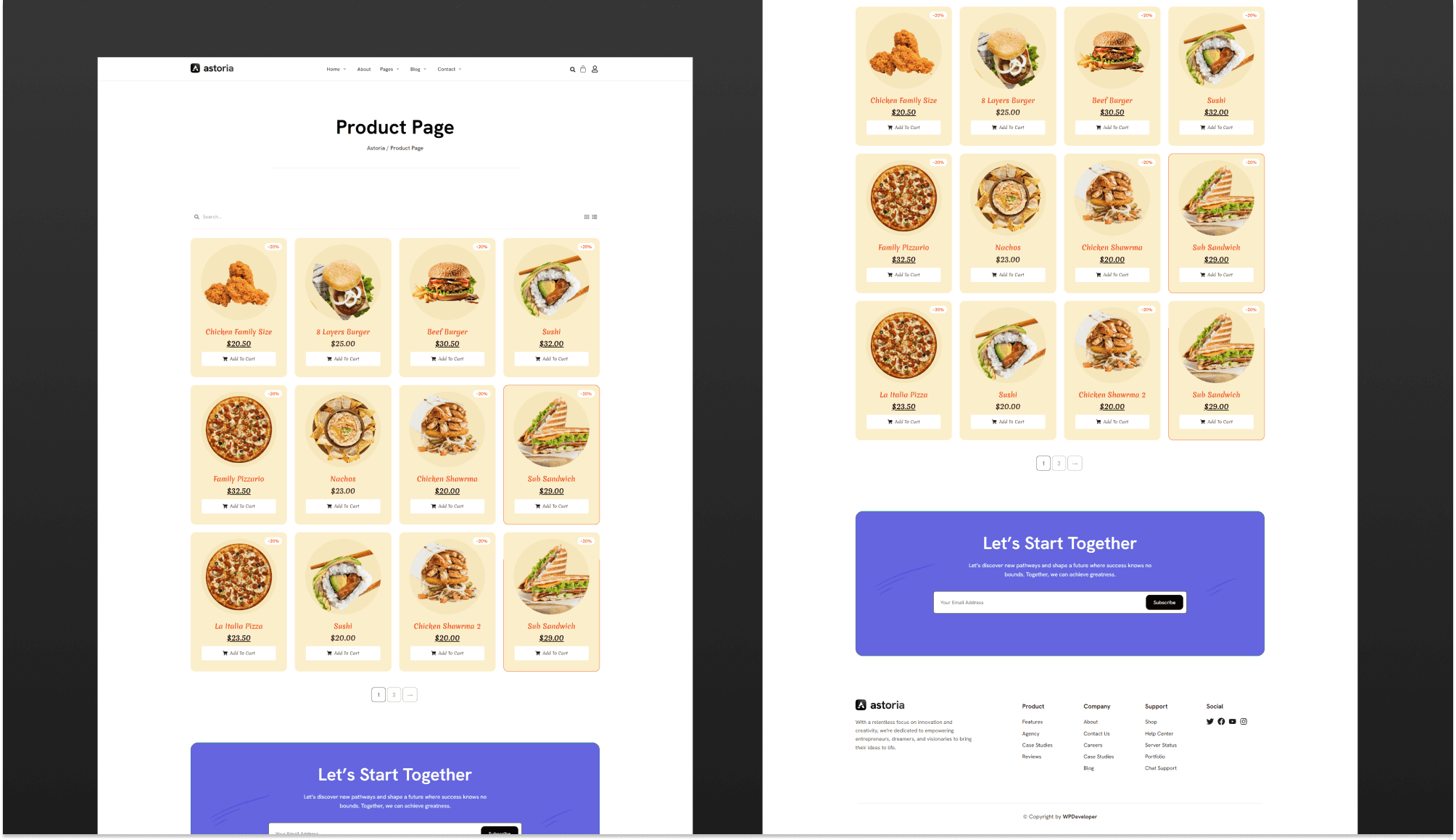 Astoria Restaurant Product Grid Page Banner