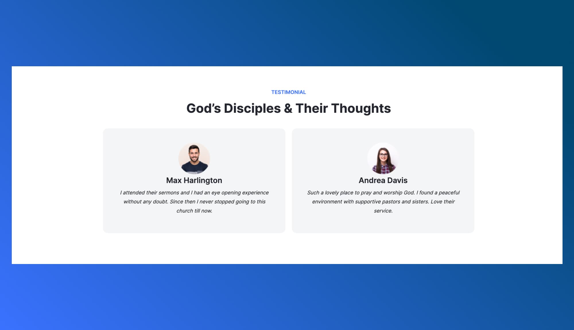 Divine Grace Testimonial Section For Gutenberg Banner