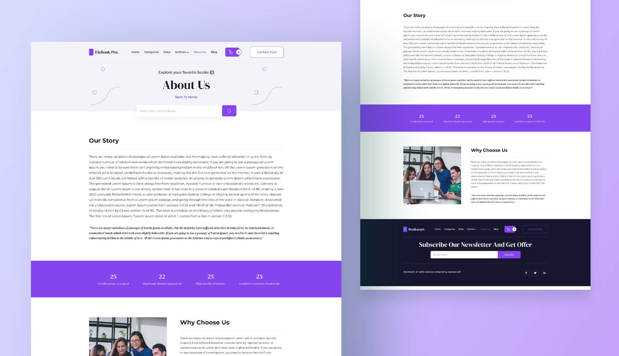 Elebook About Us Page For Gutenberg Banner