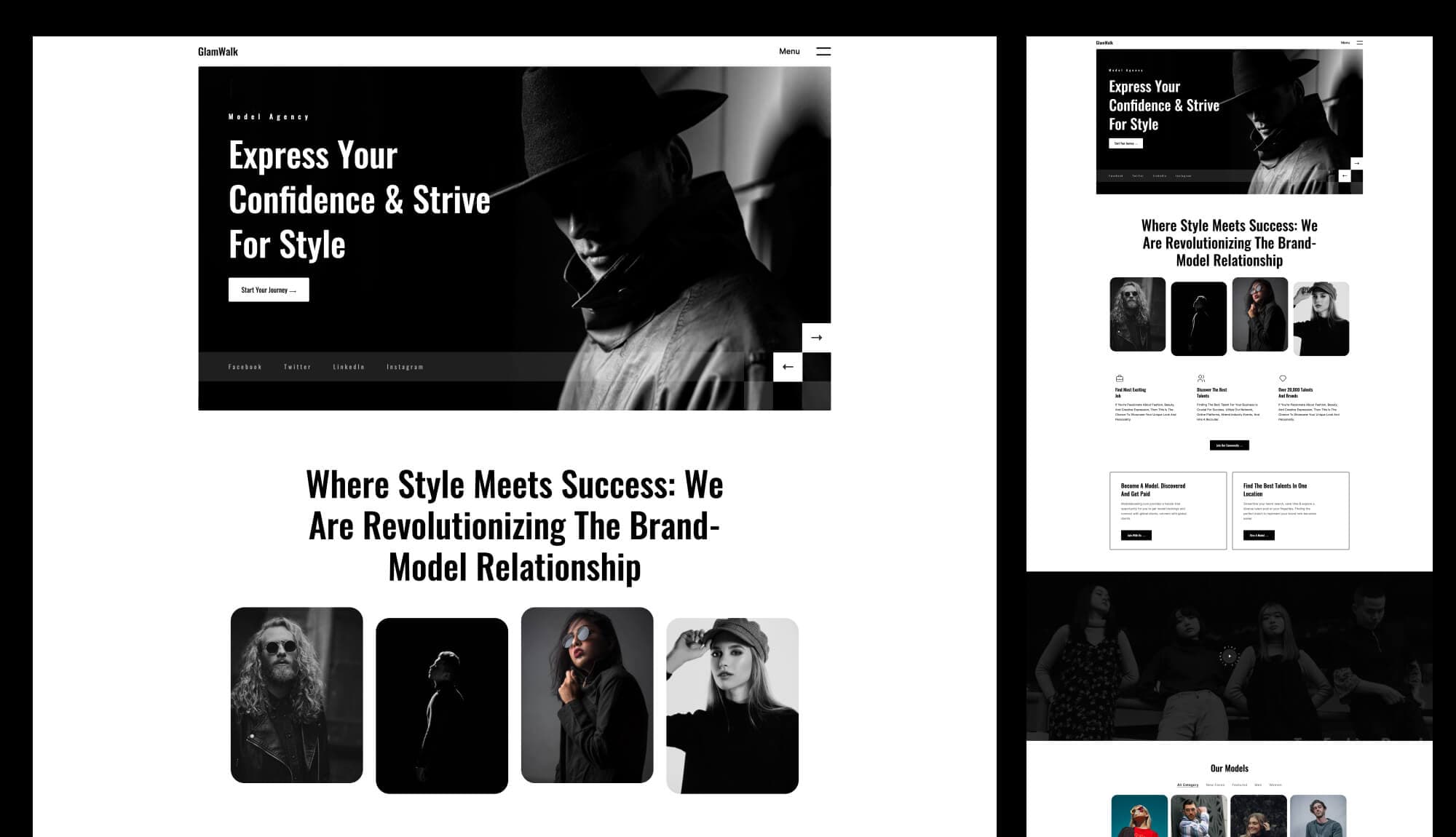 GlamWalk - Fashion Portfolio Website For Gutenberg Banner