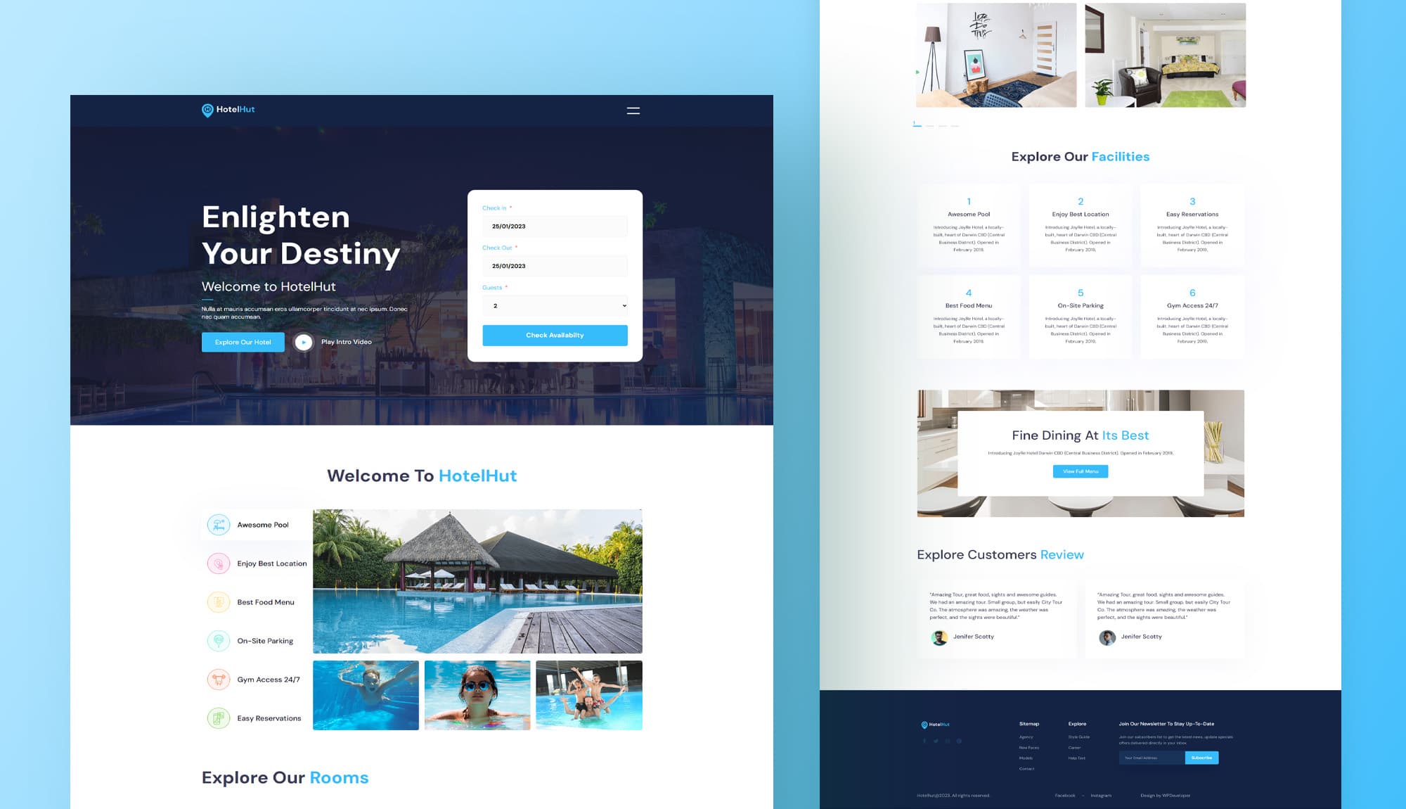 HotelHut - Hotel Booking Website Template for Gutenberg Banner