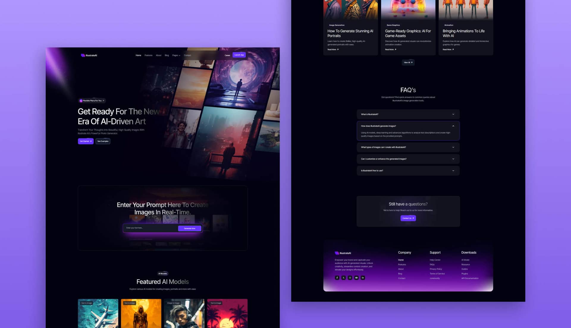 IllustrateAI - Gutenberg Template for AI Photo Creation Website Banner By Templately