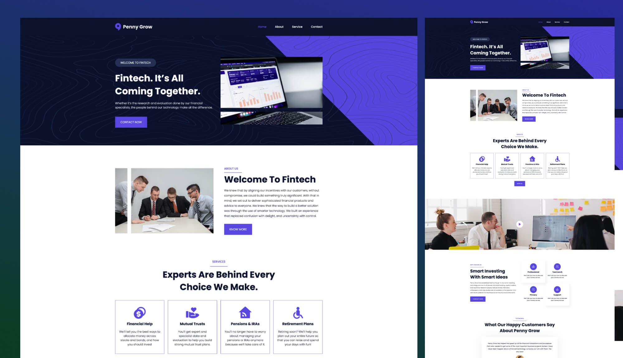 Penny Grow: Fintech Startup Website For Gutenberg Banner