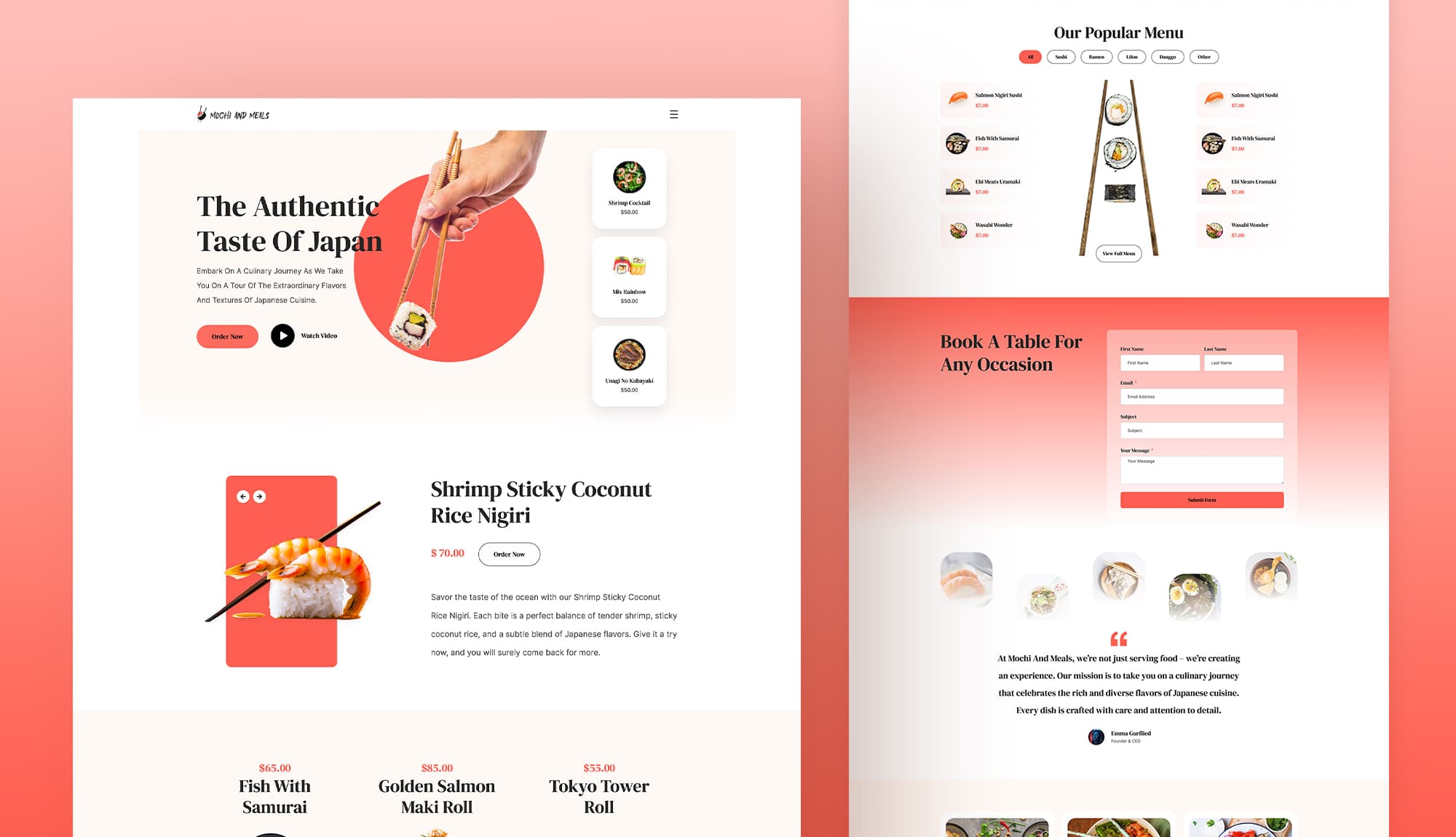 Mochi And Meals - Japanese Restaurant Template For Gutenberg Banner