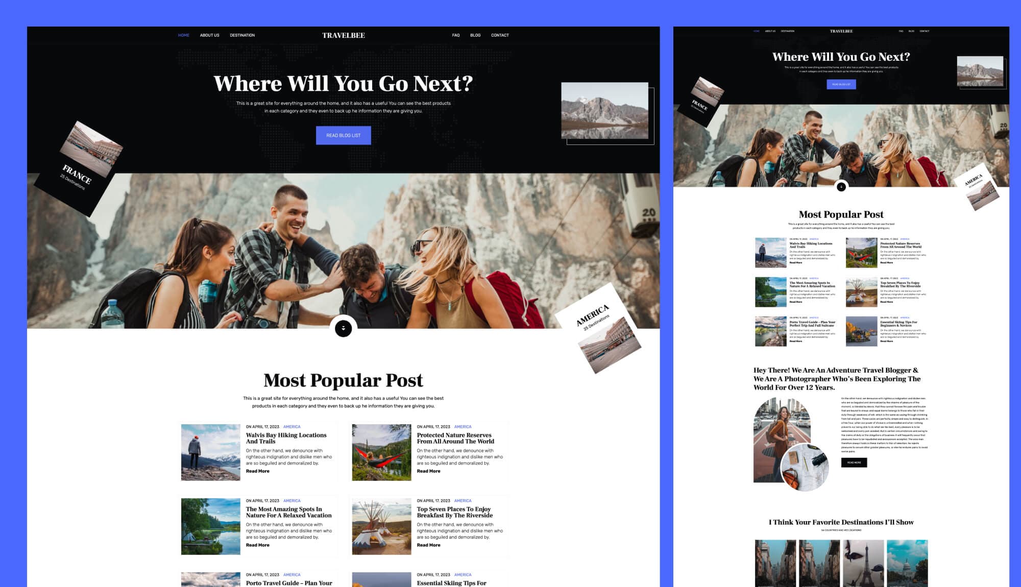 TravelBee - Gutenberg Travel Blog Website Template Banner