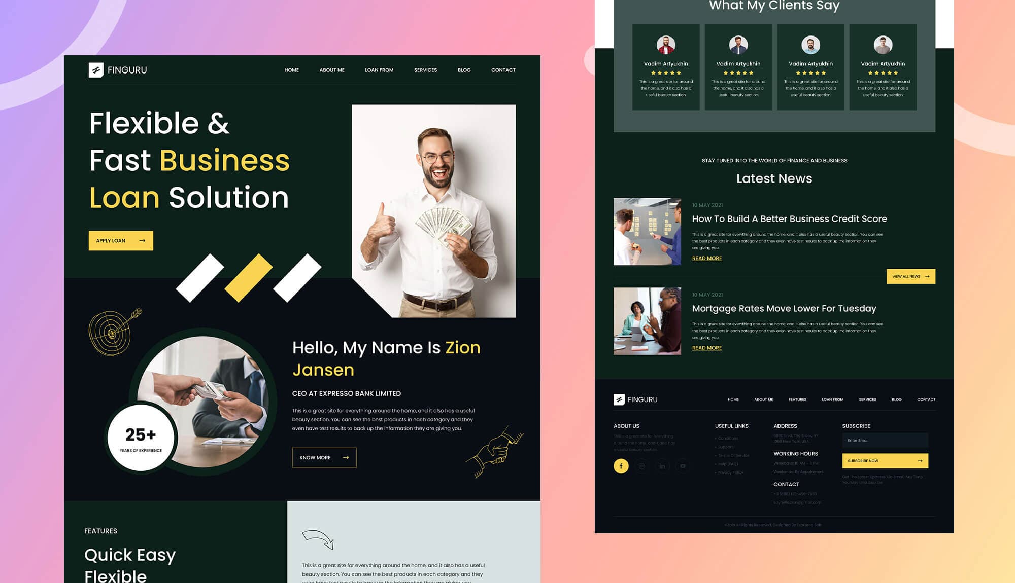 FinGuru - Personal Website Template For Bankers Banner