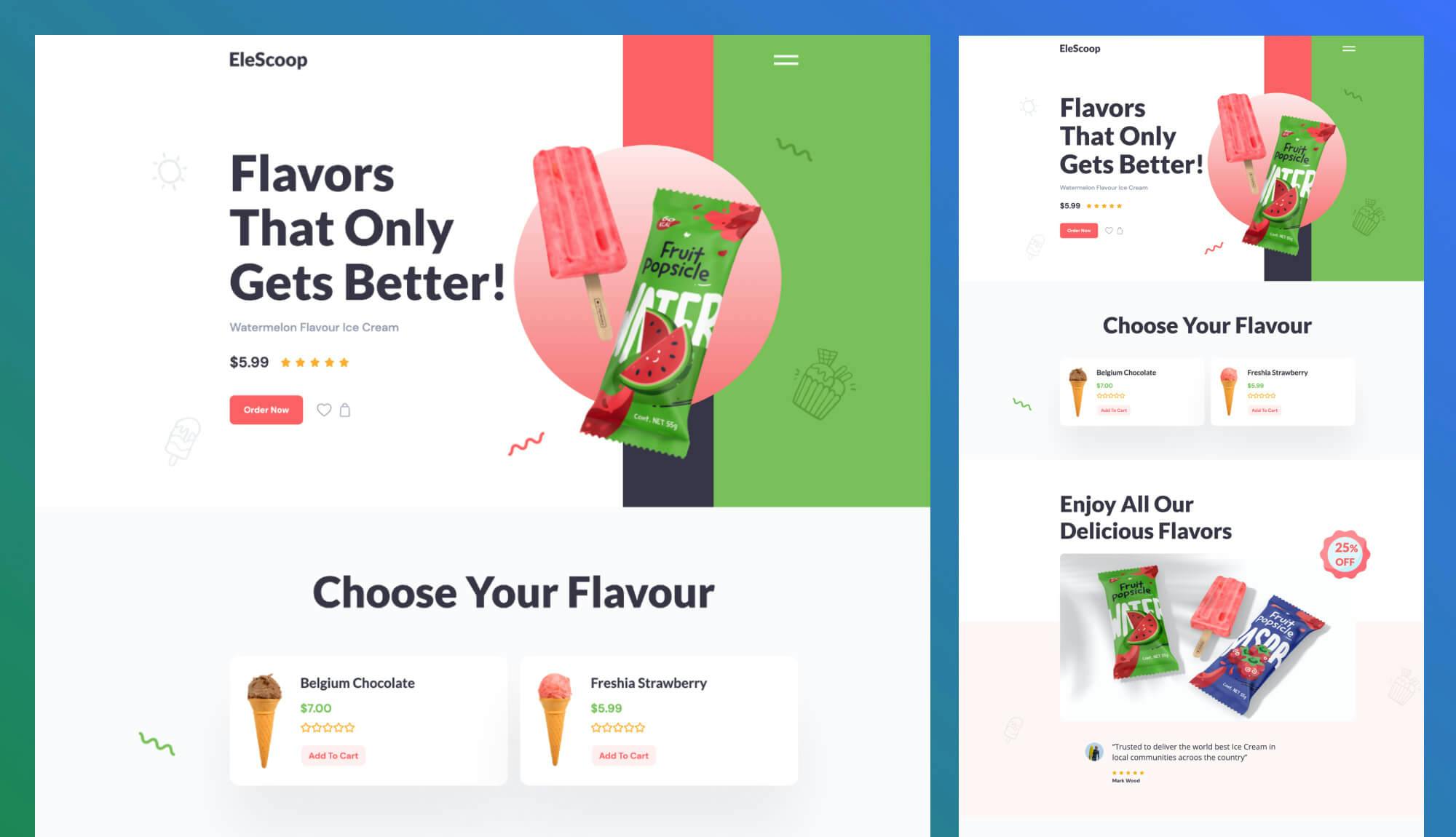 EleScoop - Ice Cream Website Template For Elementor Banner