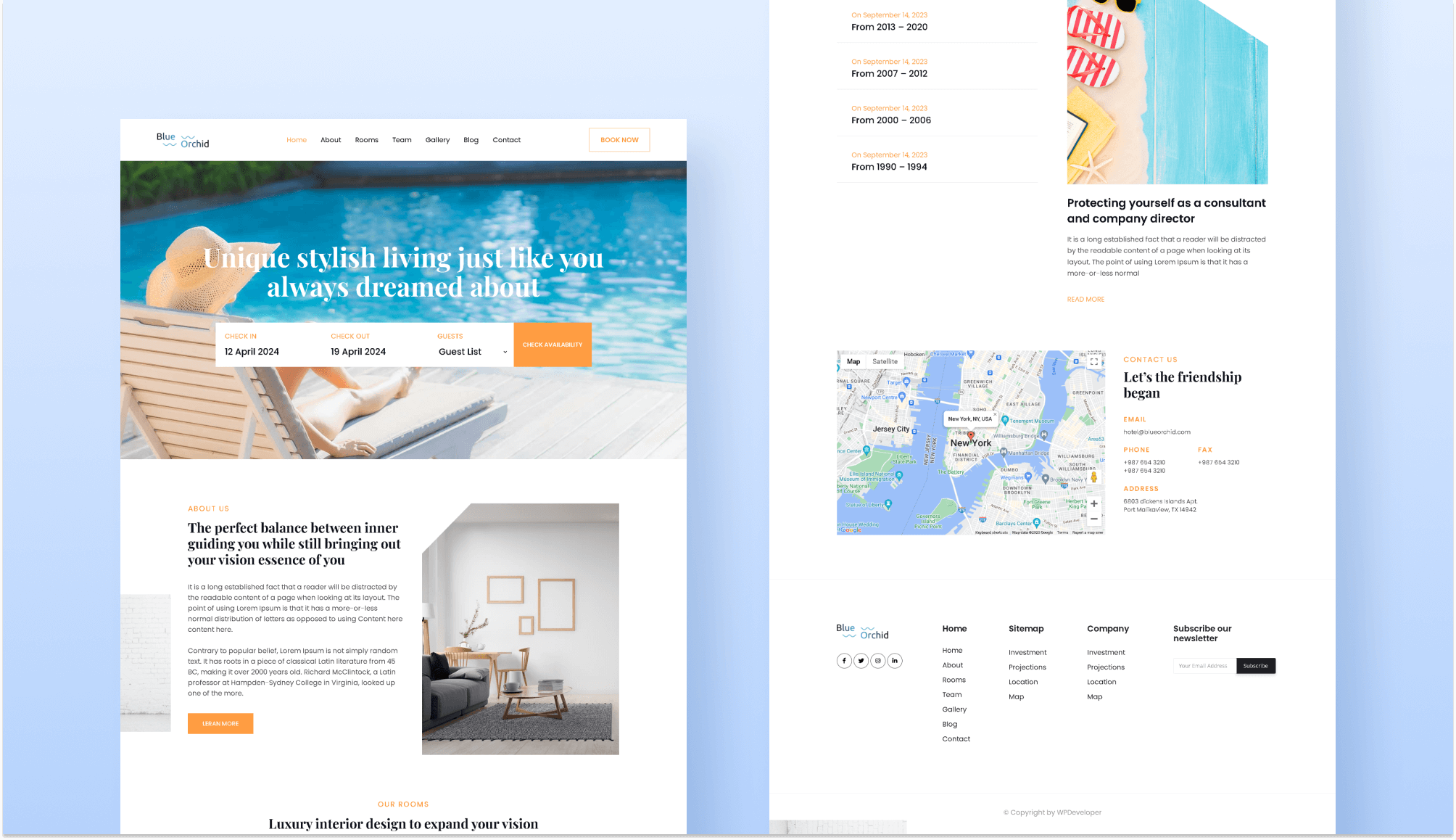 Blue Orchid - Hotel & Resort Template For Gutenberg Banner