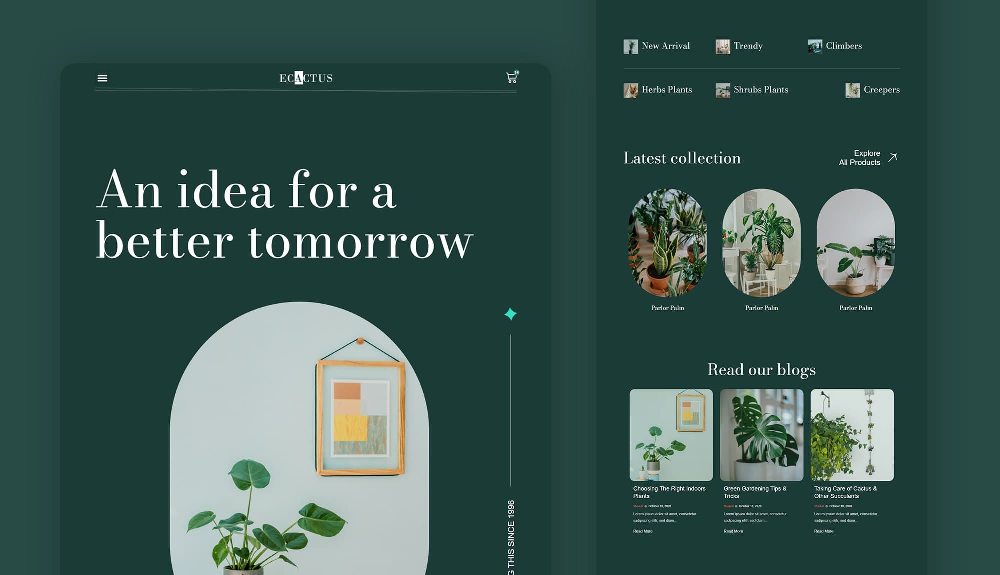 eCactus - Indoor Plant Store Website Template Banner