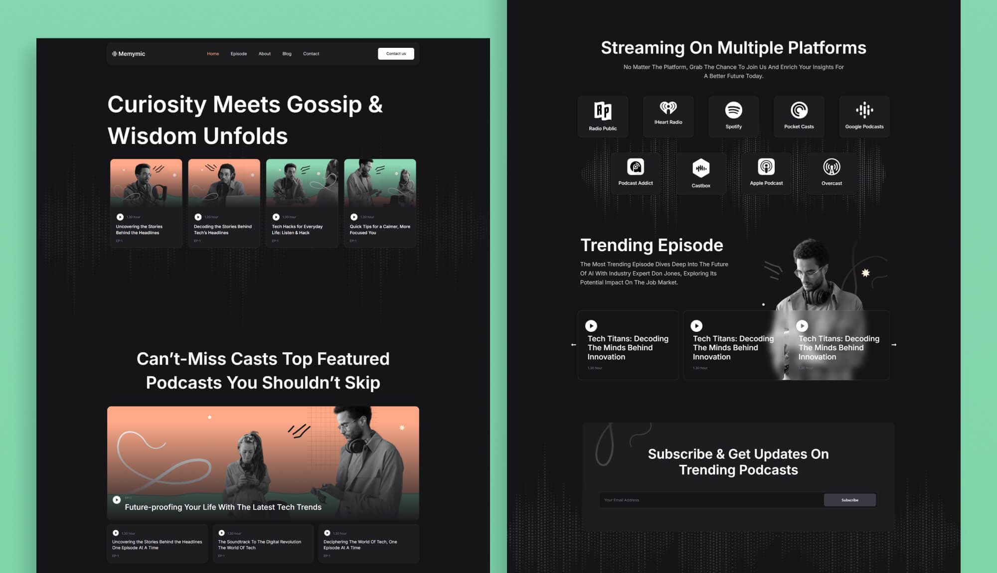 Memymic – Podcast Website Template for Elementor Banner