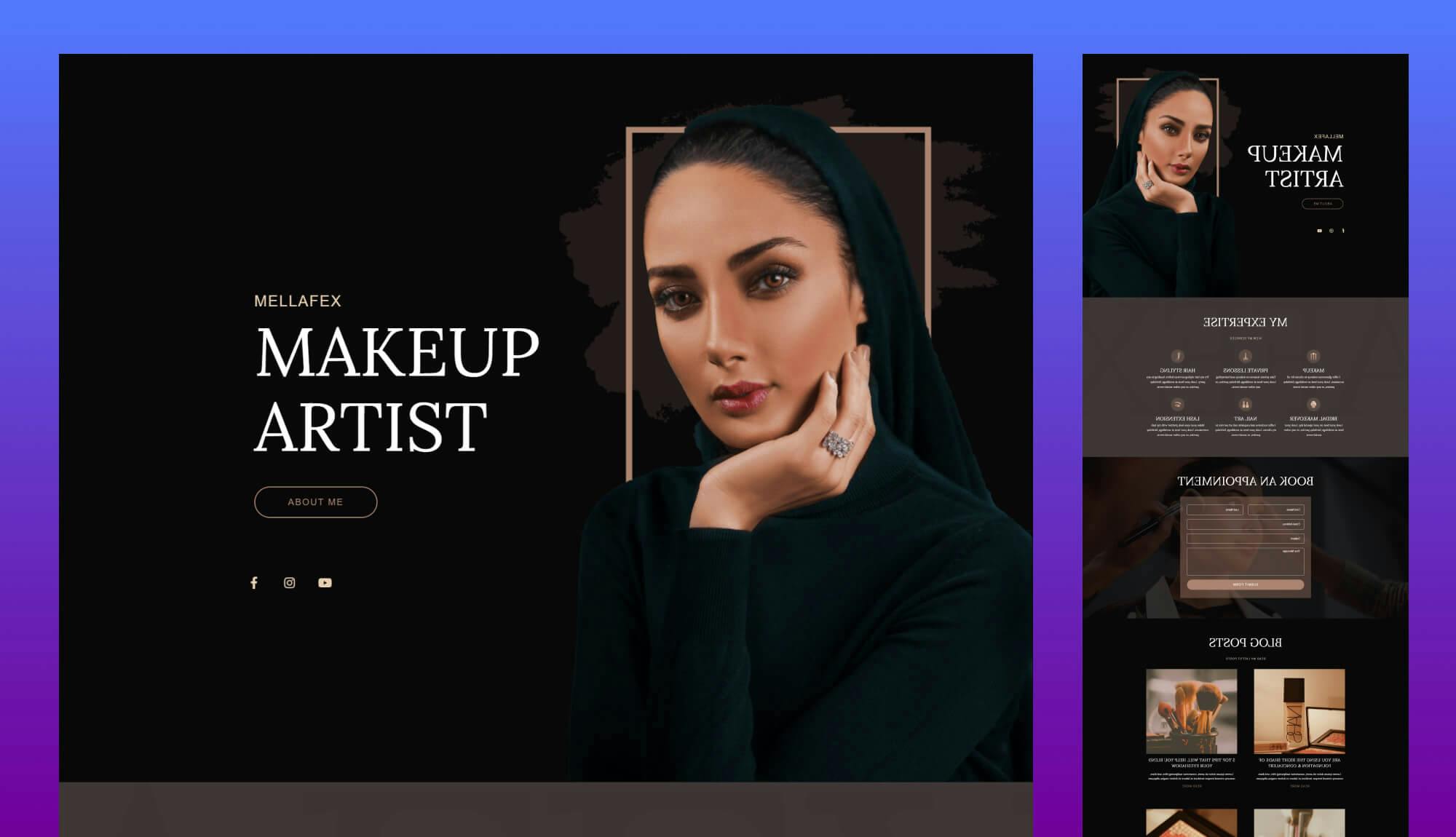Mellafex - Makeup Artist Template Pack For Gutenberg Banner