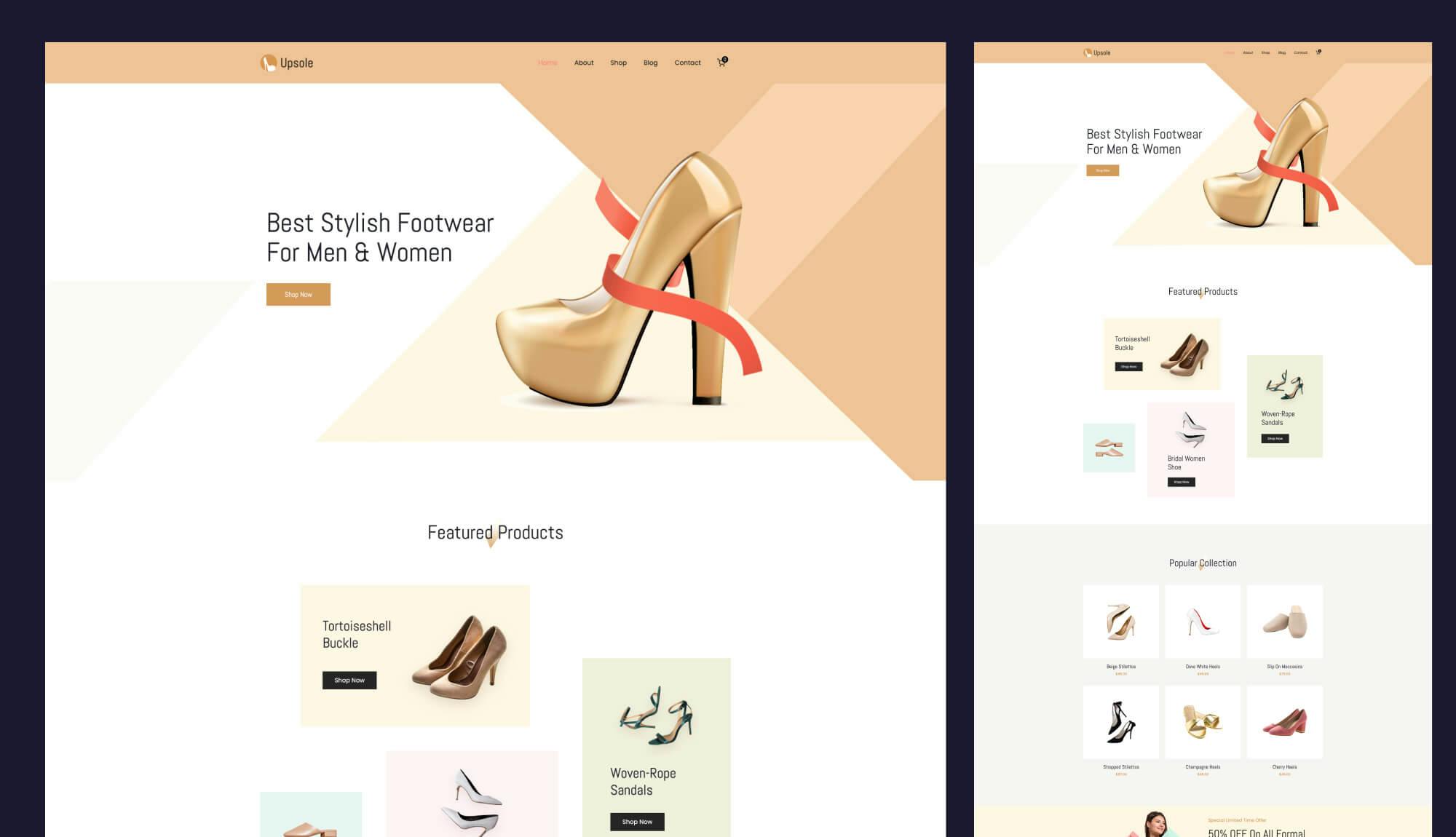 Upsole - Gutenberg WooCommerce Template For Shoe Store Banner