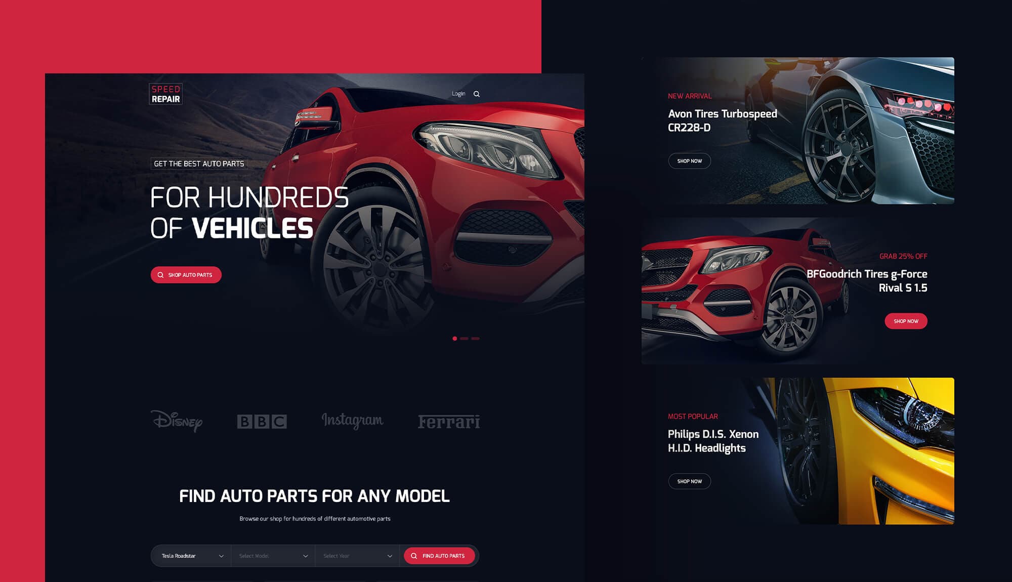 Speed Repair - Auto Parts Shop Website Banner