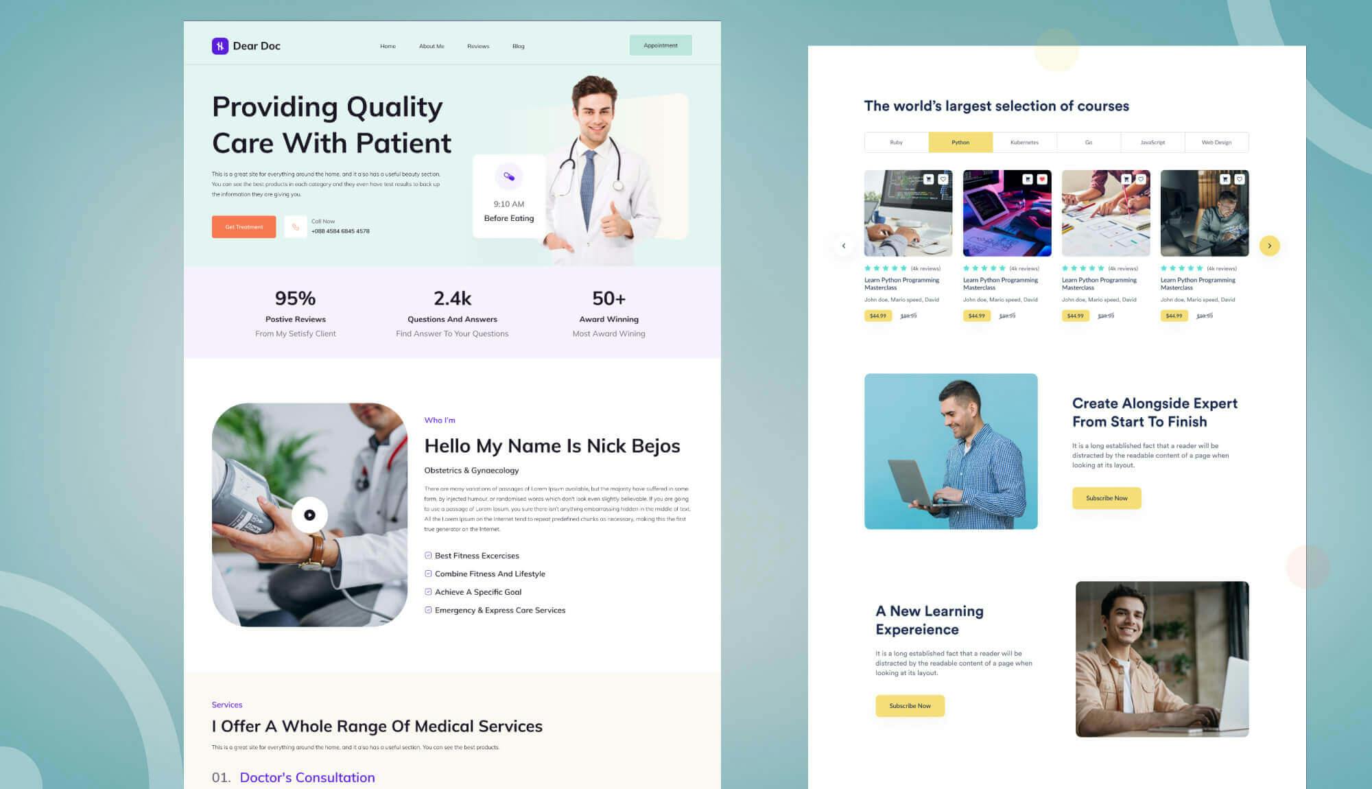 Dear Doc - Personal Website Template For Doctors Banner
