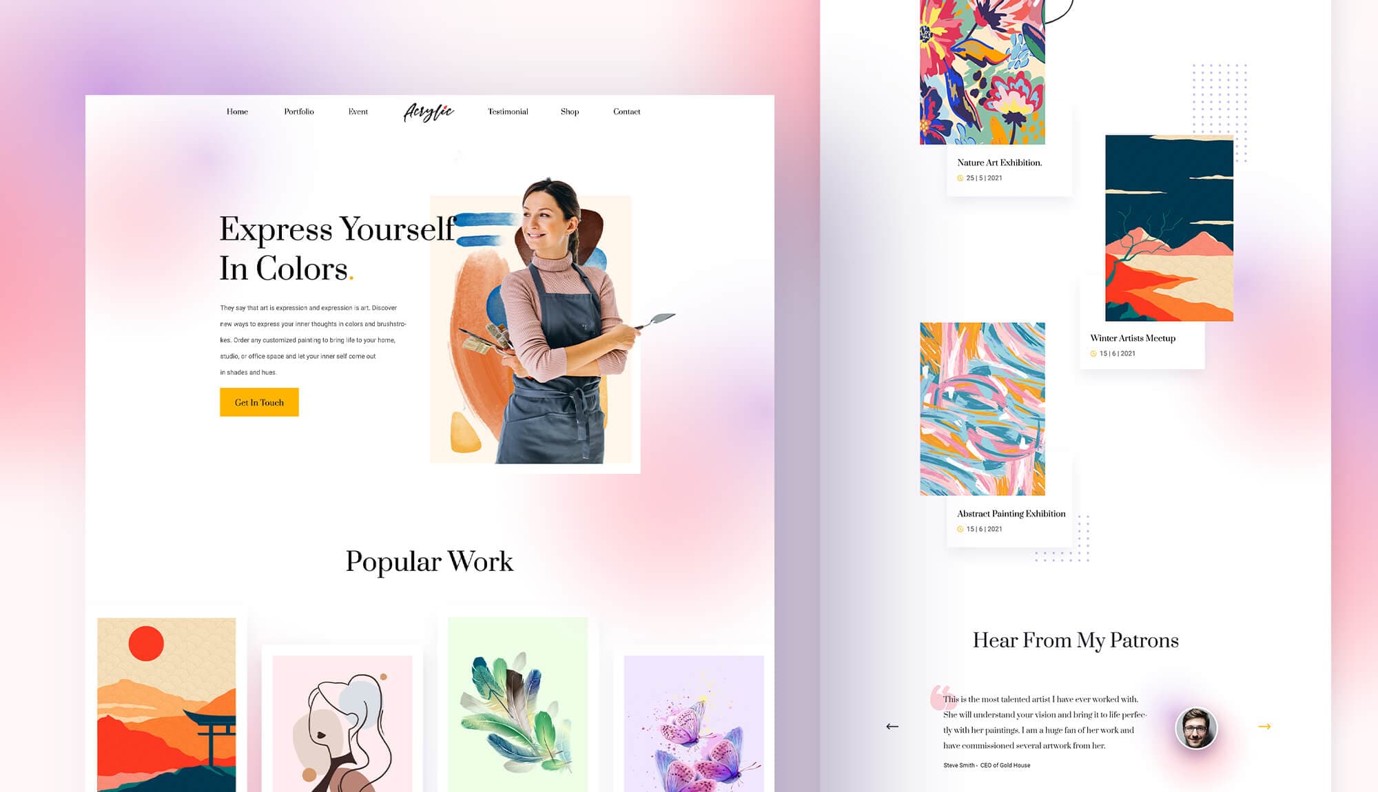 Acrylic - Artist Personal Website Template Banner
