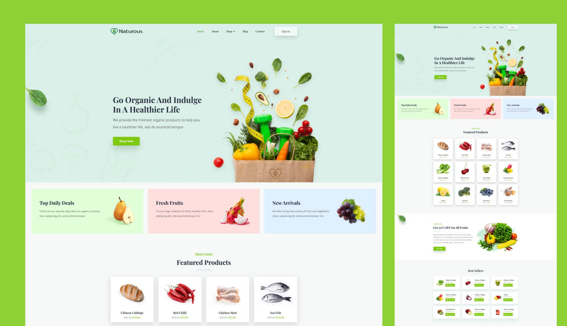Naturous - WooCommerce Template for Gutenberg Organic Store Banner By Templately