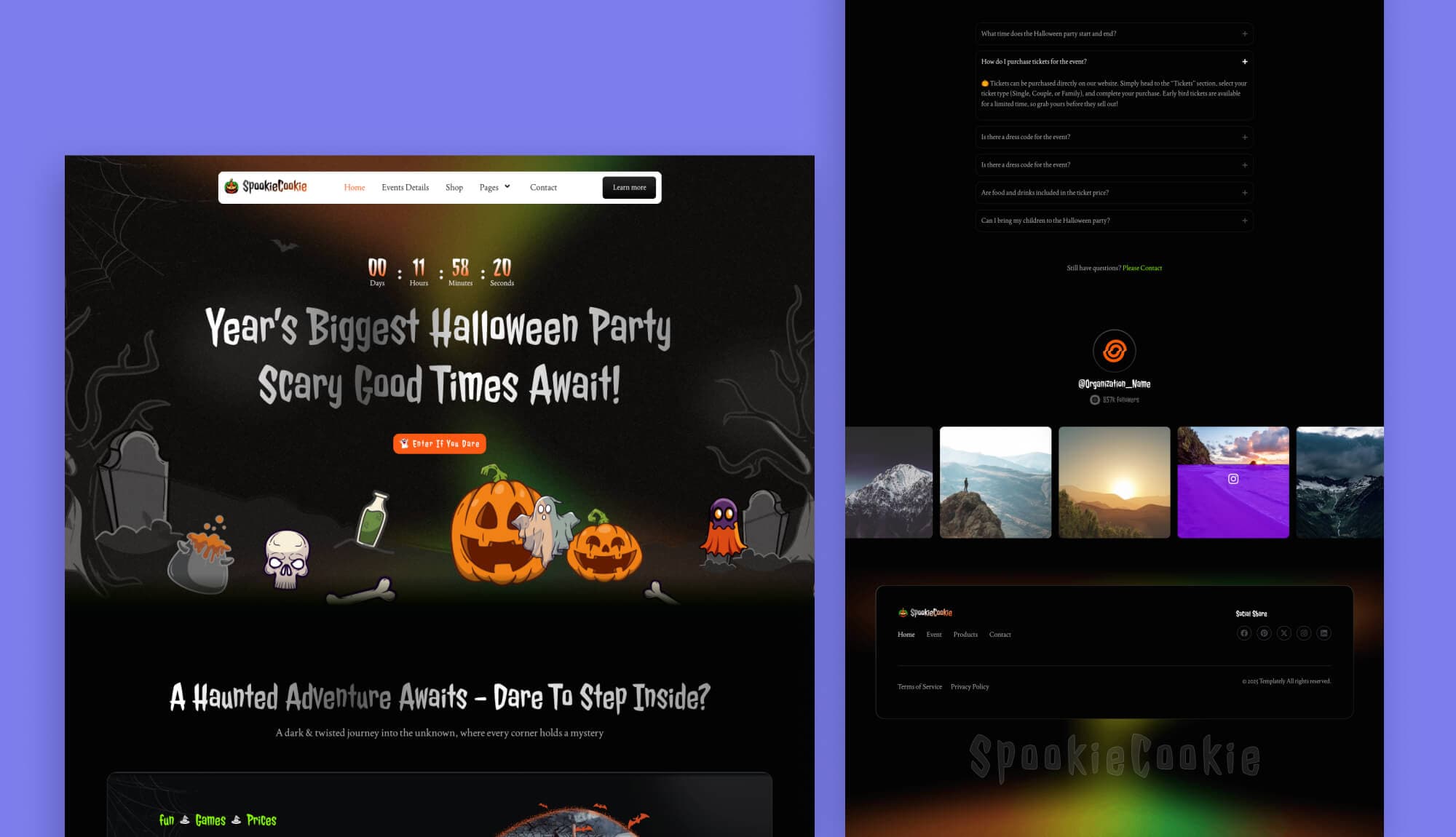 SpookieCookie - Halloween Party Template for Elementor Banner
