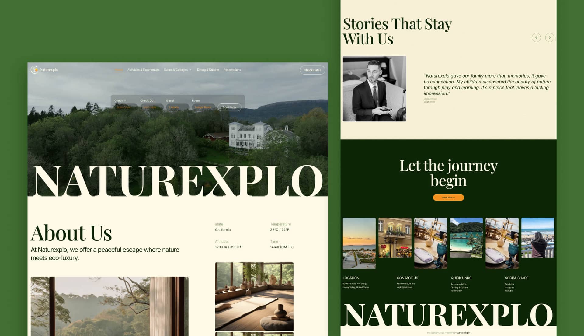Naturexplo - Eco-resort Template for Elementor Banner By Templately