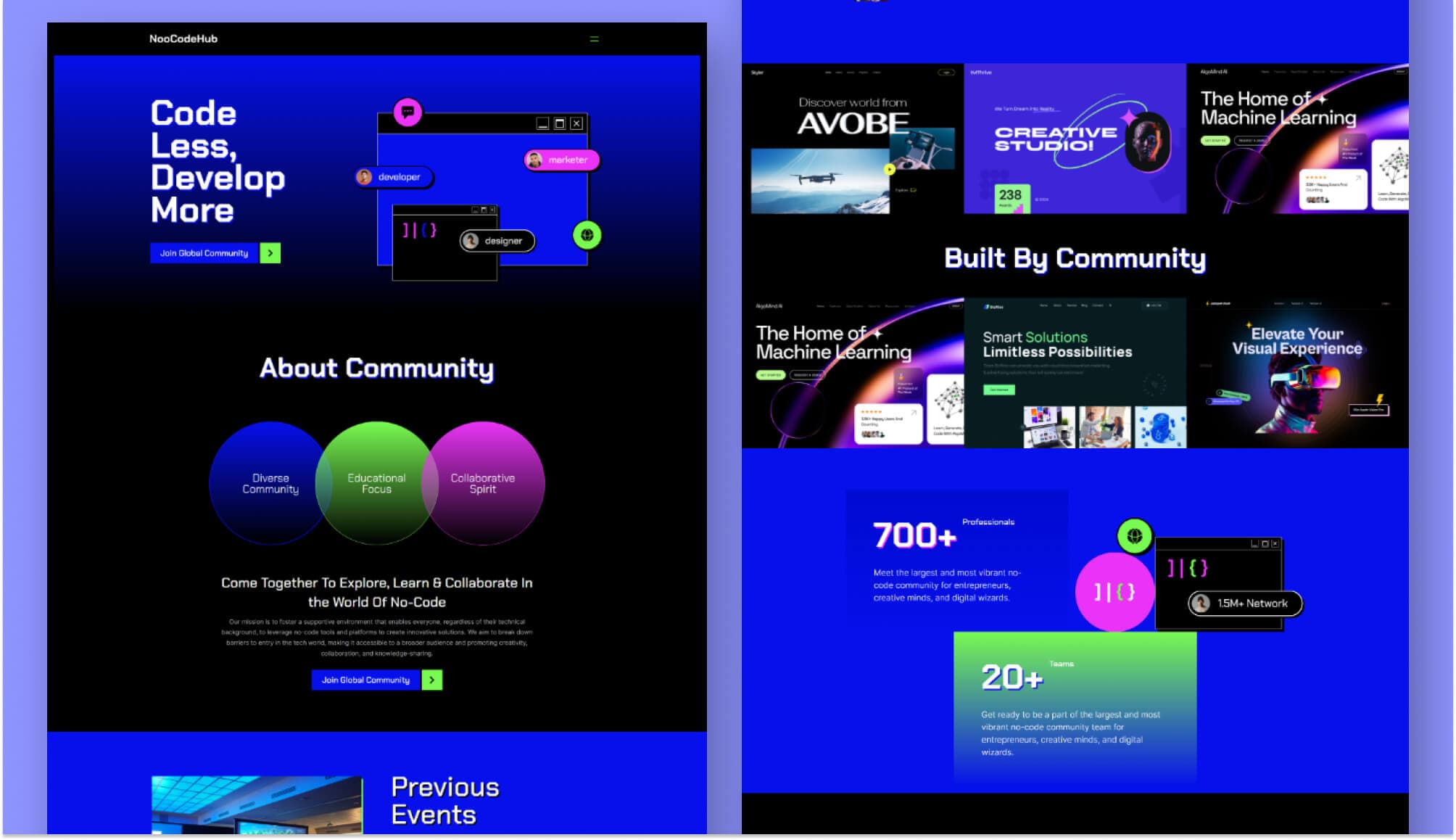 NooCodeHub - No Code Community Website Template For Gutenberg Banner
