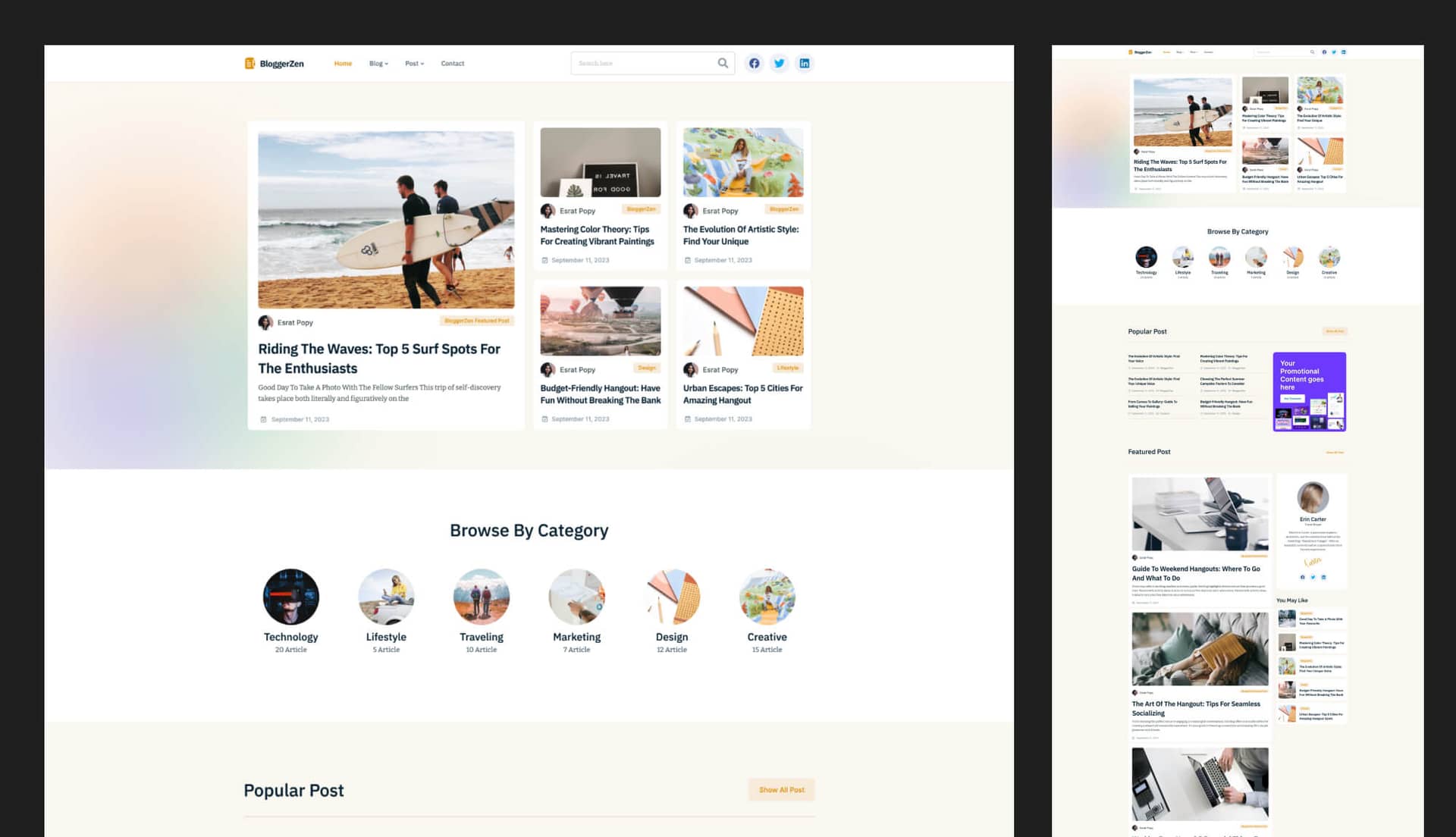 BloggerZen - Blogging Website Template For Elementor Banner By Templately